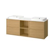 oak effect-white marble effect