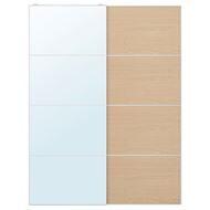 mirrored glass-double sided clear glass with white oak effect