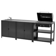 kitchen sink unit and charcoal barbecue