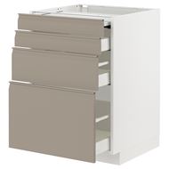 with 3 drawers, 4 drawer fronts and pull-out work surface
