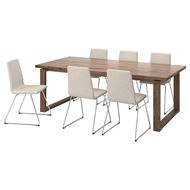 oak veneer brown stained-chrome plated-Gunnared beige