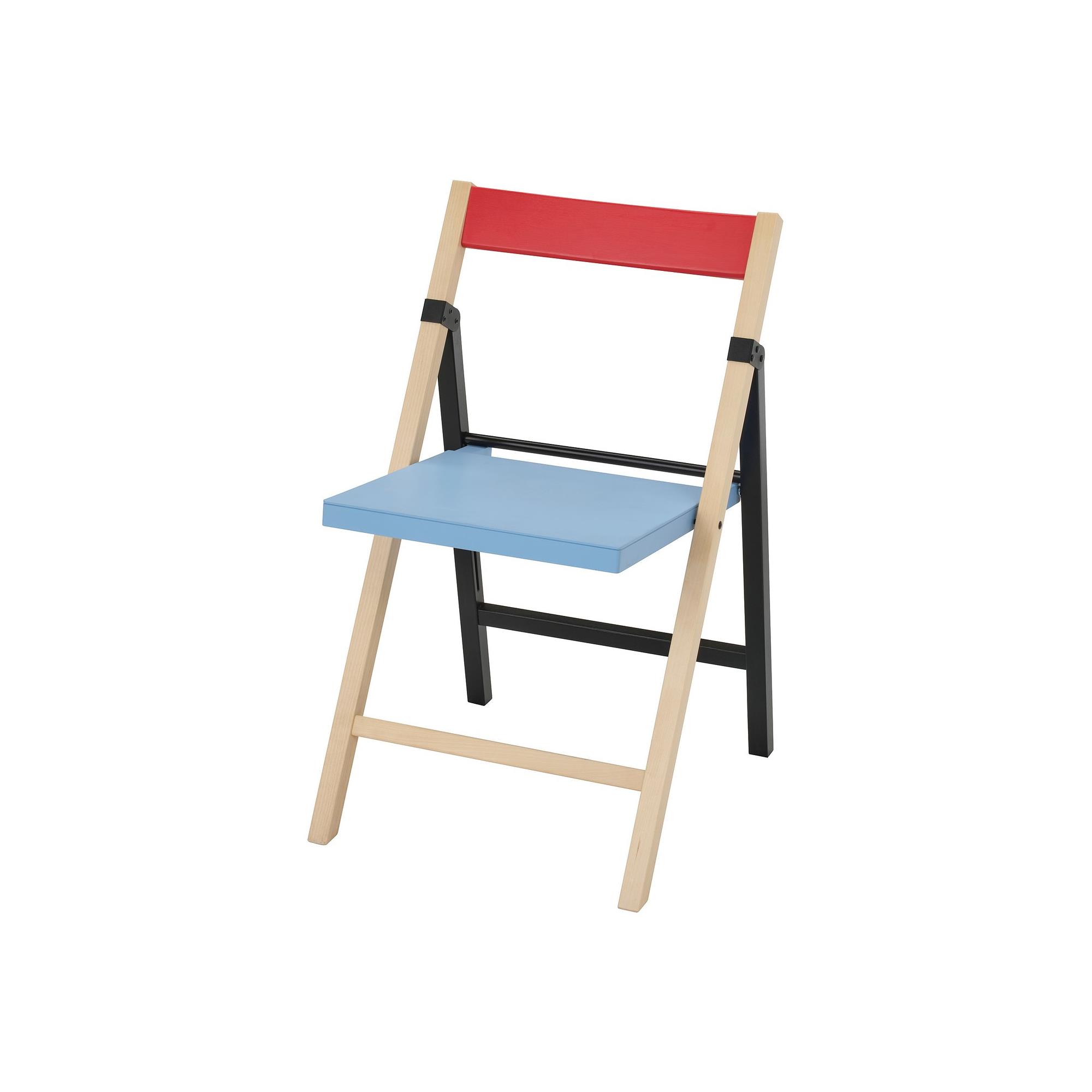 IKEA PS 2026 birch-blue-black red folding chair - 10617894 | IKEA