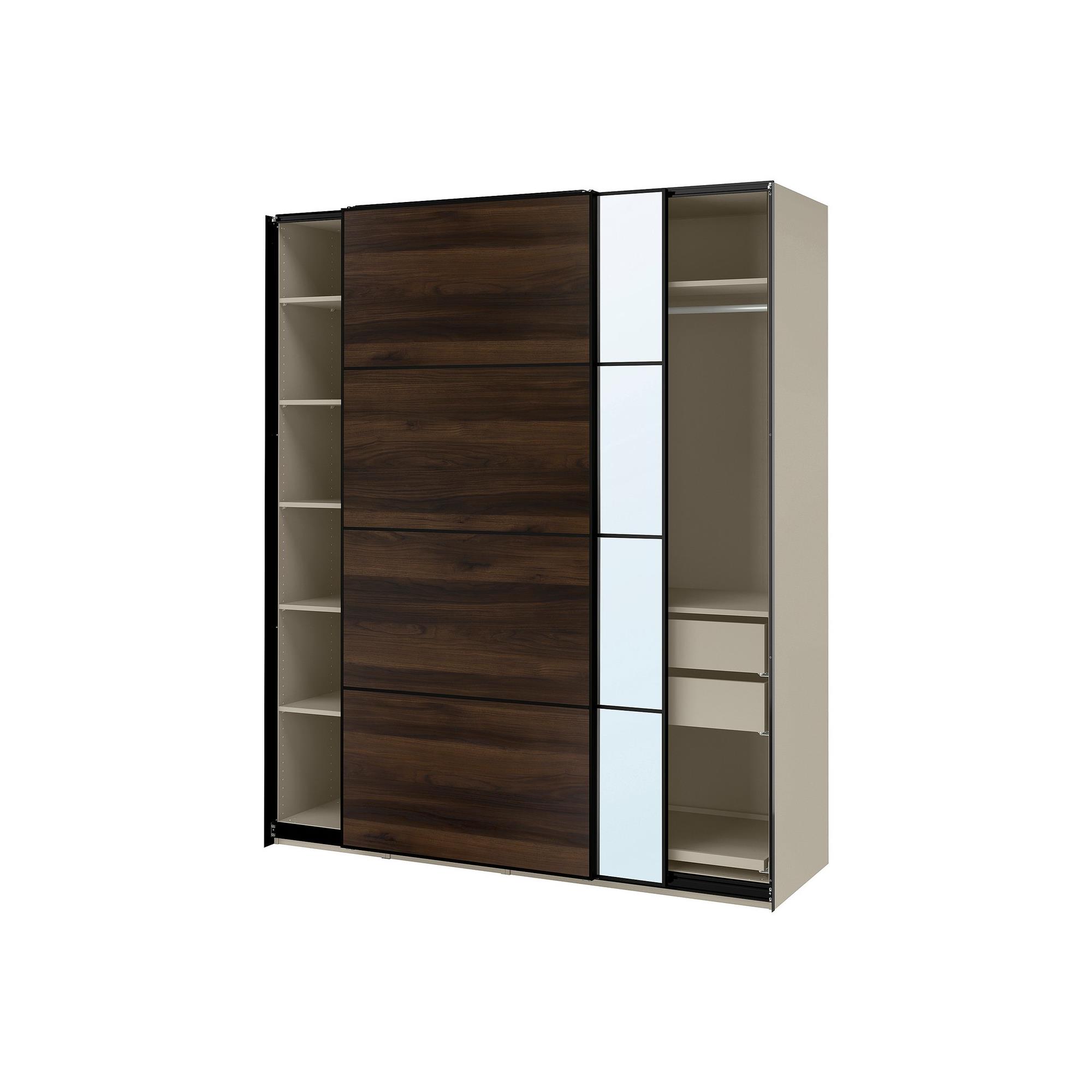 PAX/MEHAMN/AULI grey-beige-black-dark brown 200x66x236 cm PAX