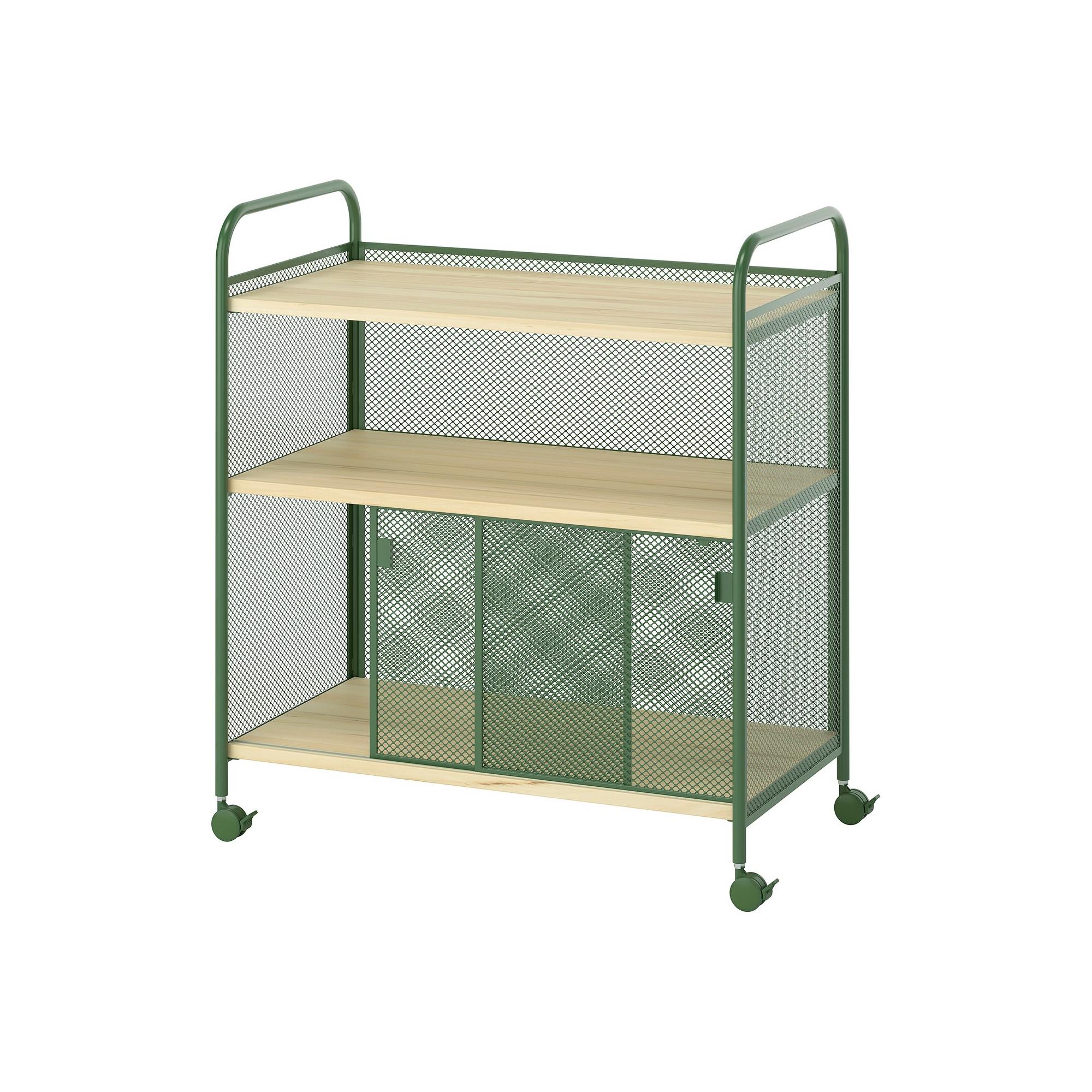 NALMAKARE dark green-metal 79x44x88 cm serving tables with wheels
