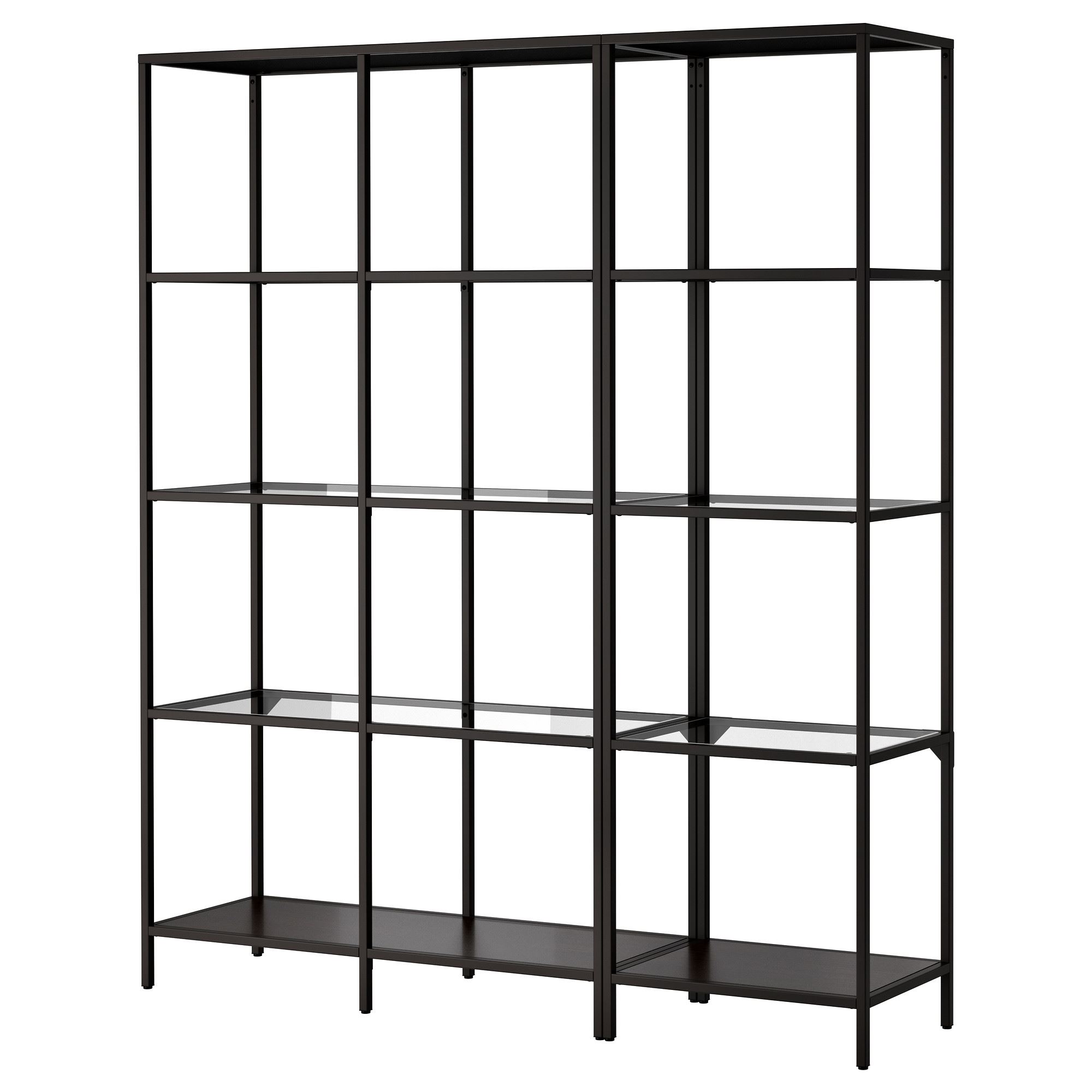 VITTSJÖ black-brown/glass 151x175 cm open shelving unit - 59902658