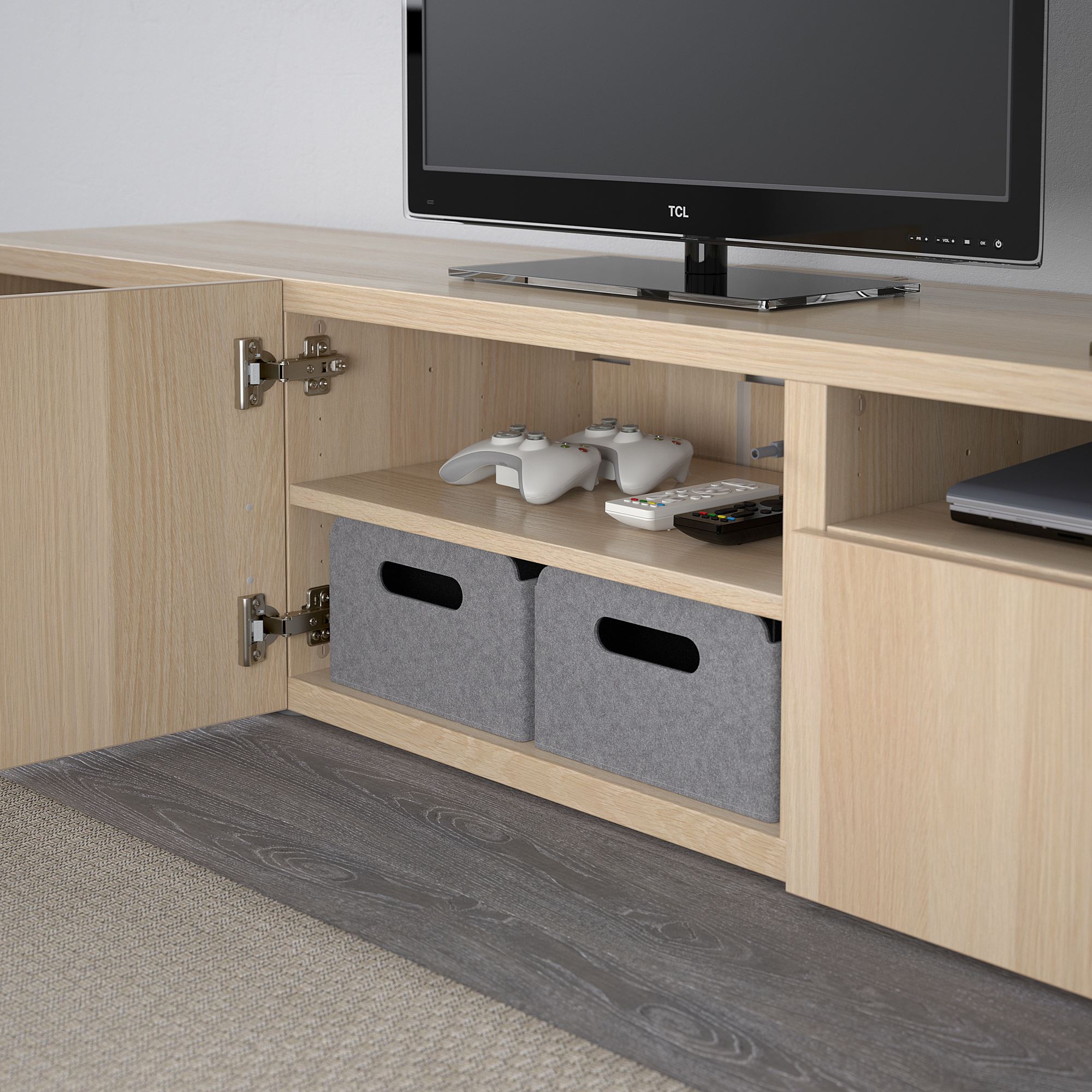 BESTA white stained oak effect 180x42x39 cm tv bench - 09328423 | IKEA