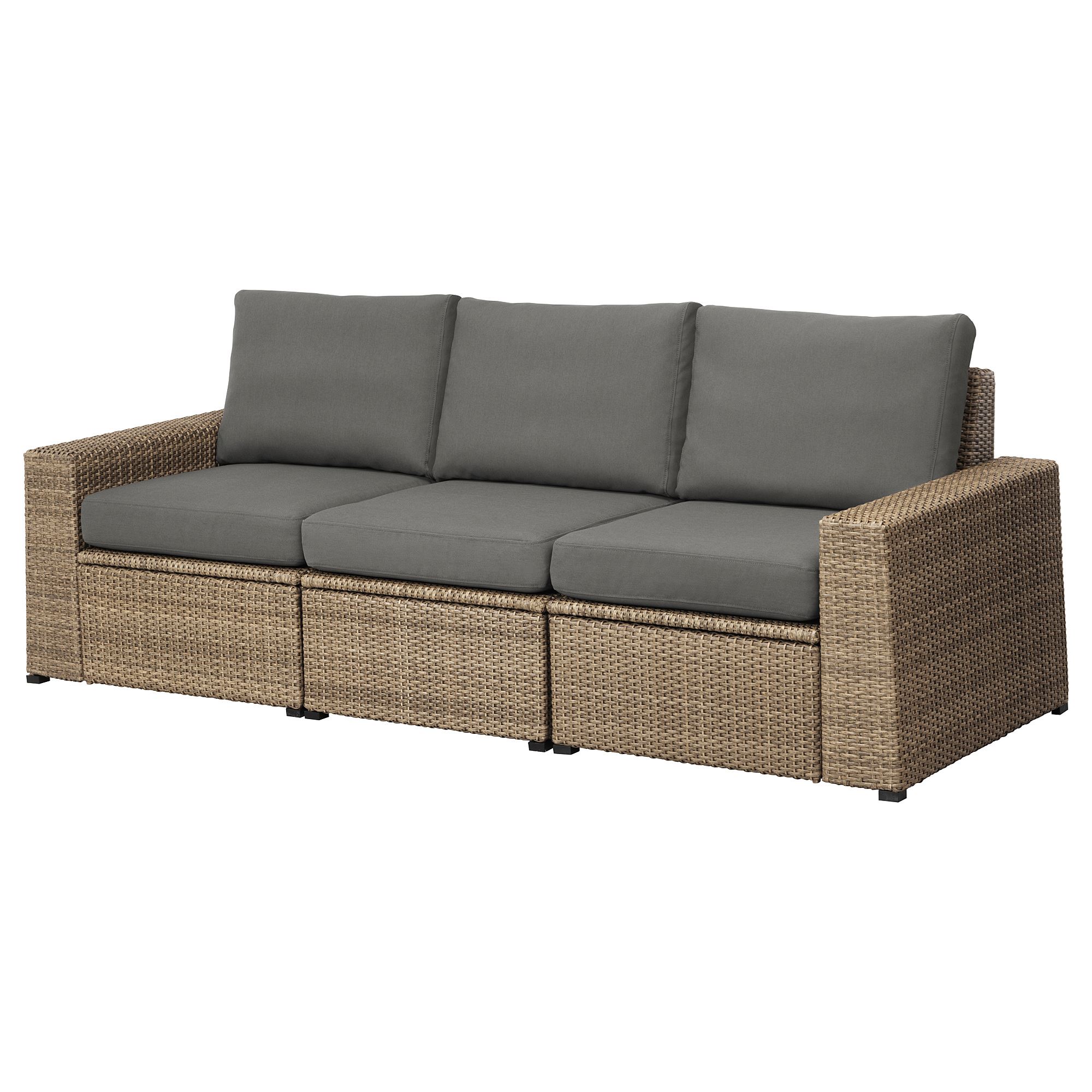 SOLLERÖN brown 223x82x88 cm 3-seat garden sofa - 39252474 | IKEA