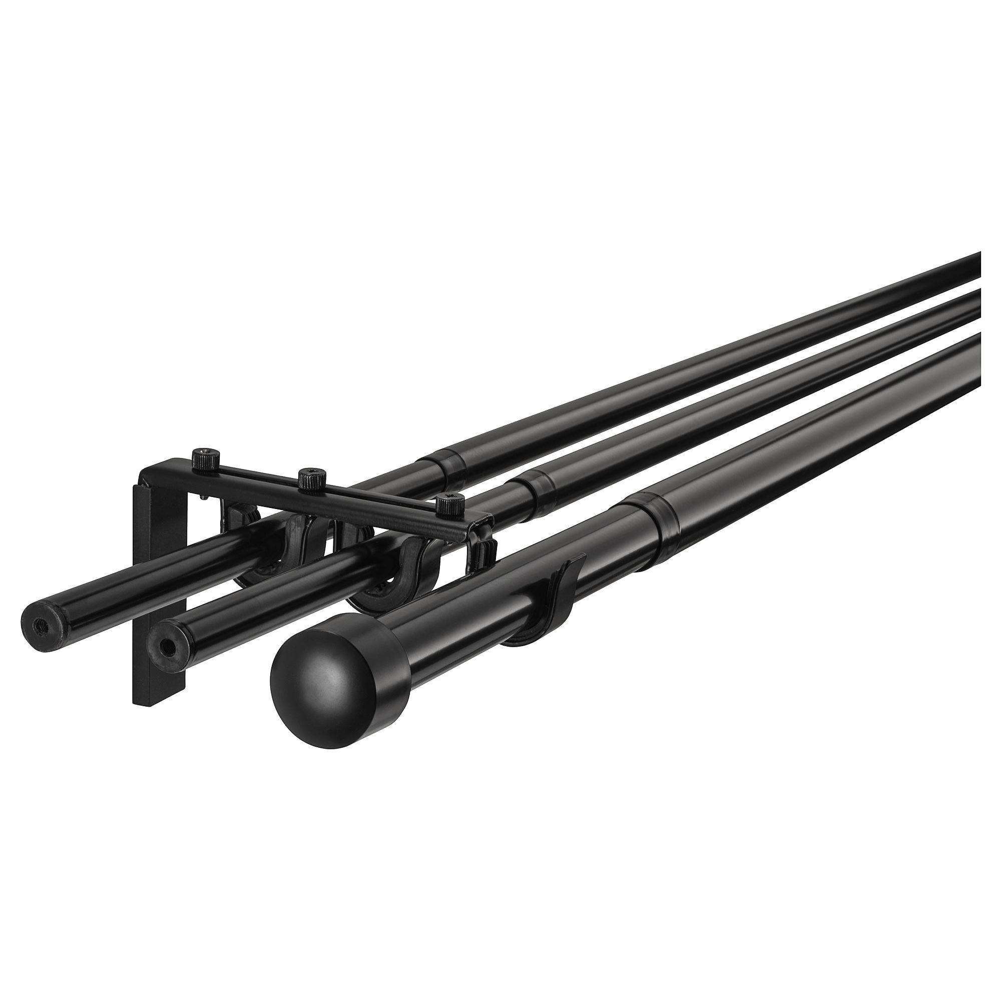 RACKA/HUGAD siyah 120-210 cm perde çubuğu seti - 19399603 | IKEA