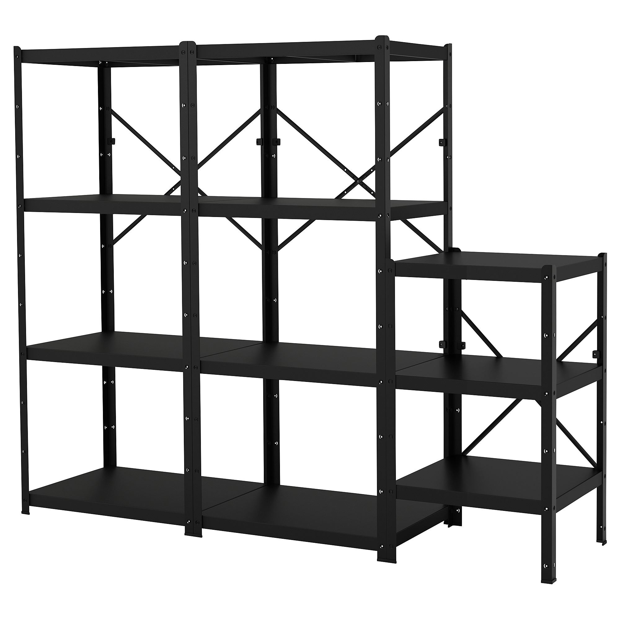 BROR black 234x55x190 cm shelving unit - 99471751 | IKEA