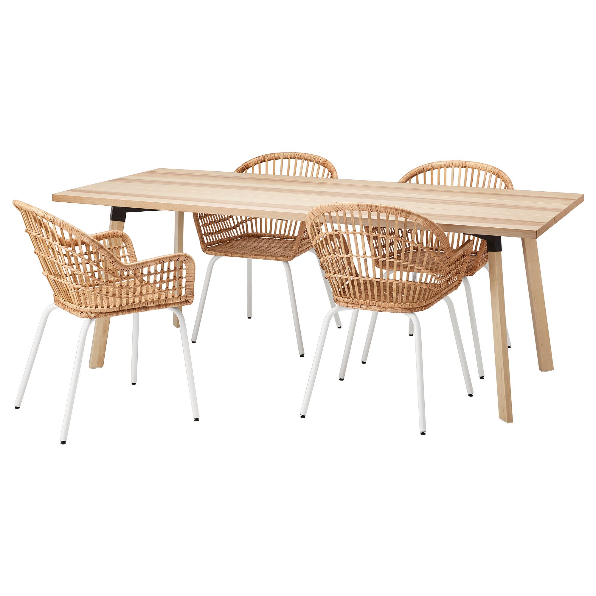 YPPERLIG/NILSOVE rattan-ash 4 chairs dining set - 69297292 | IKEA