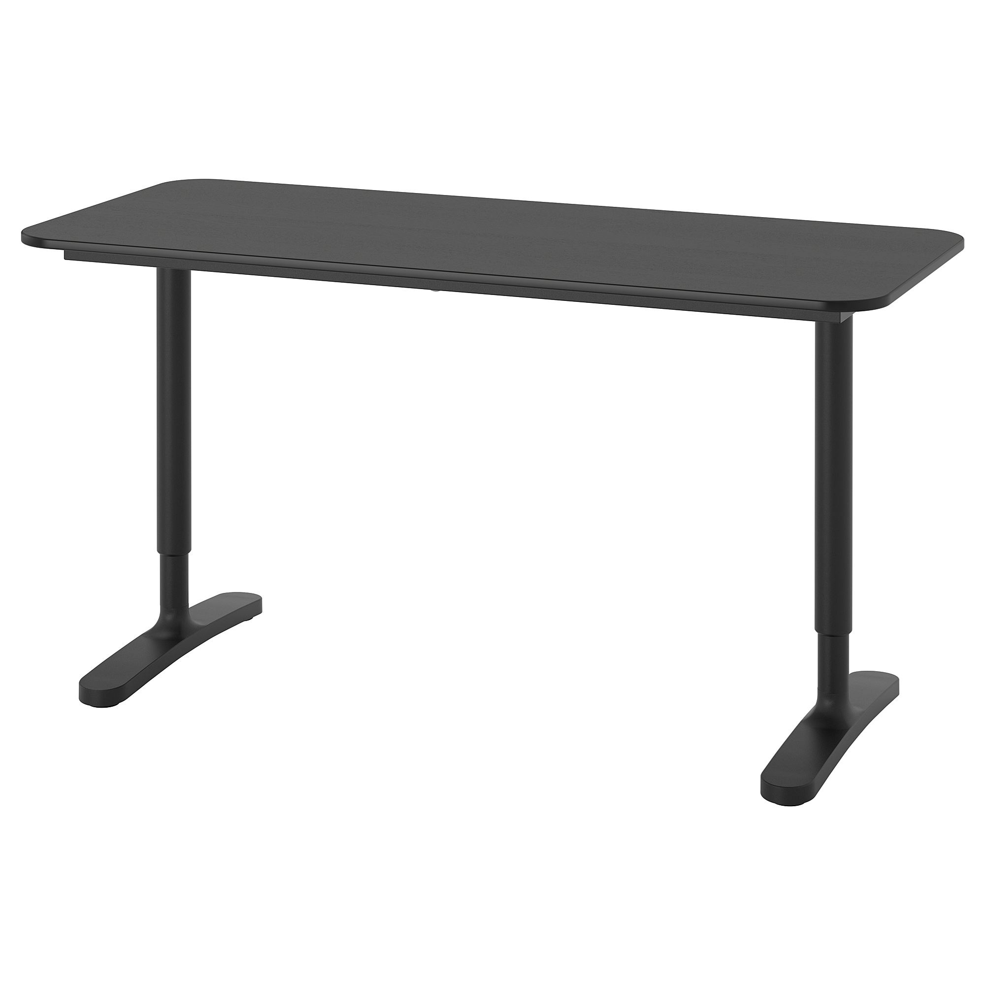 BEKANT black stained ash veneer/black 140x60 cm desk - 69282629 | IKEA