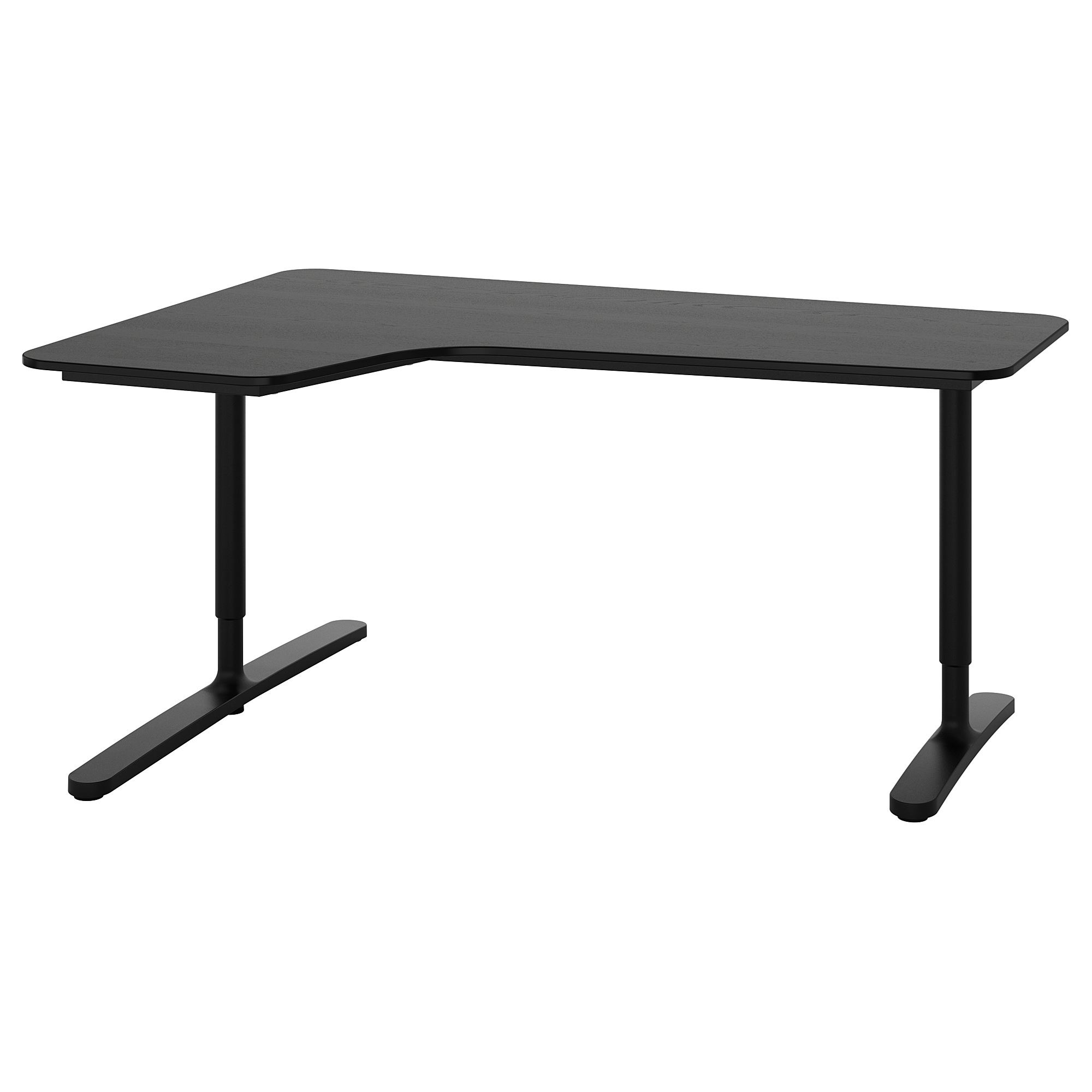 IKEA デスク BEKANT BEKANT black stained ash veneer/black 160x110 cm corner desk left