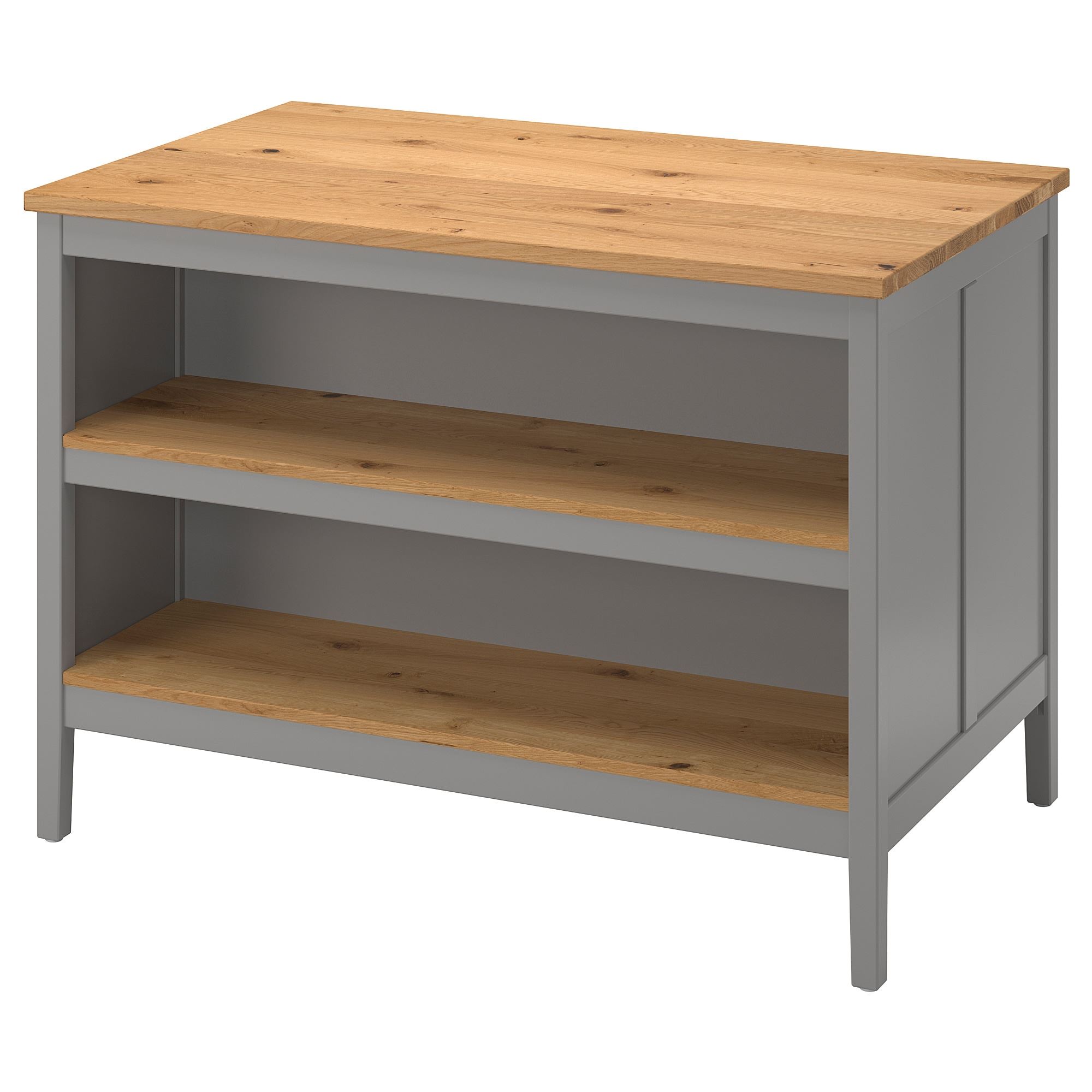 TORNVIKEN grey/oak 126x77 cm kitchen island - 80393372 | IKEA