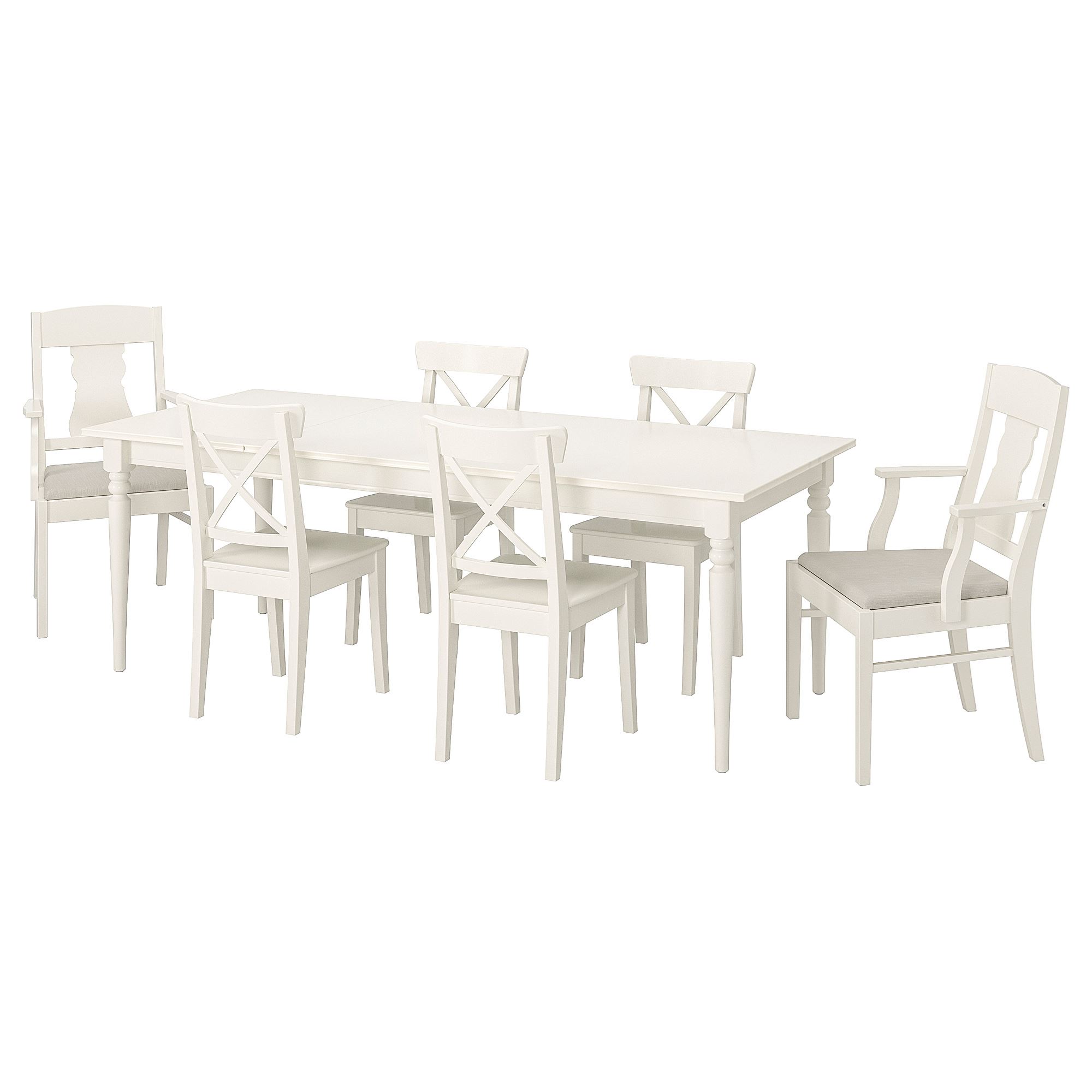 INGATORP/INGOLF white 6 chairs dining set - 19280680 | IKEA