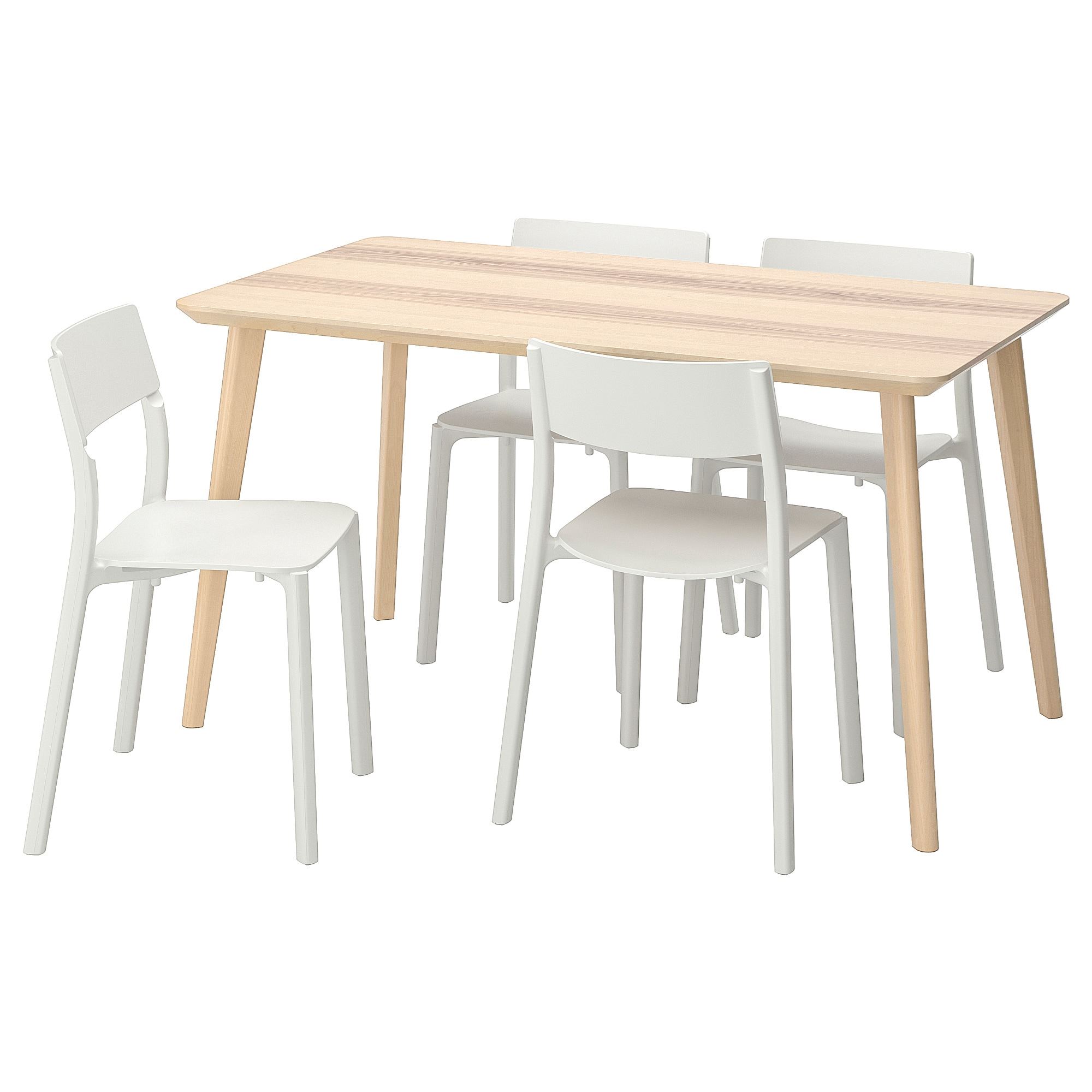 LISABO/JANINGE ash veneer/white 4 chairs kitchen table set - 49103247 ...