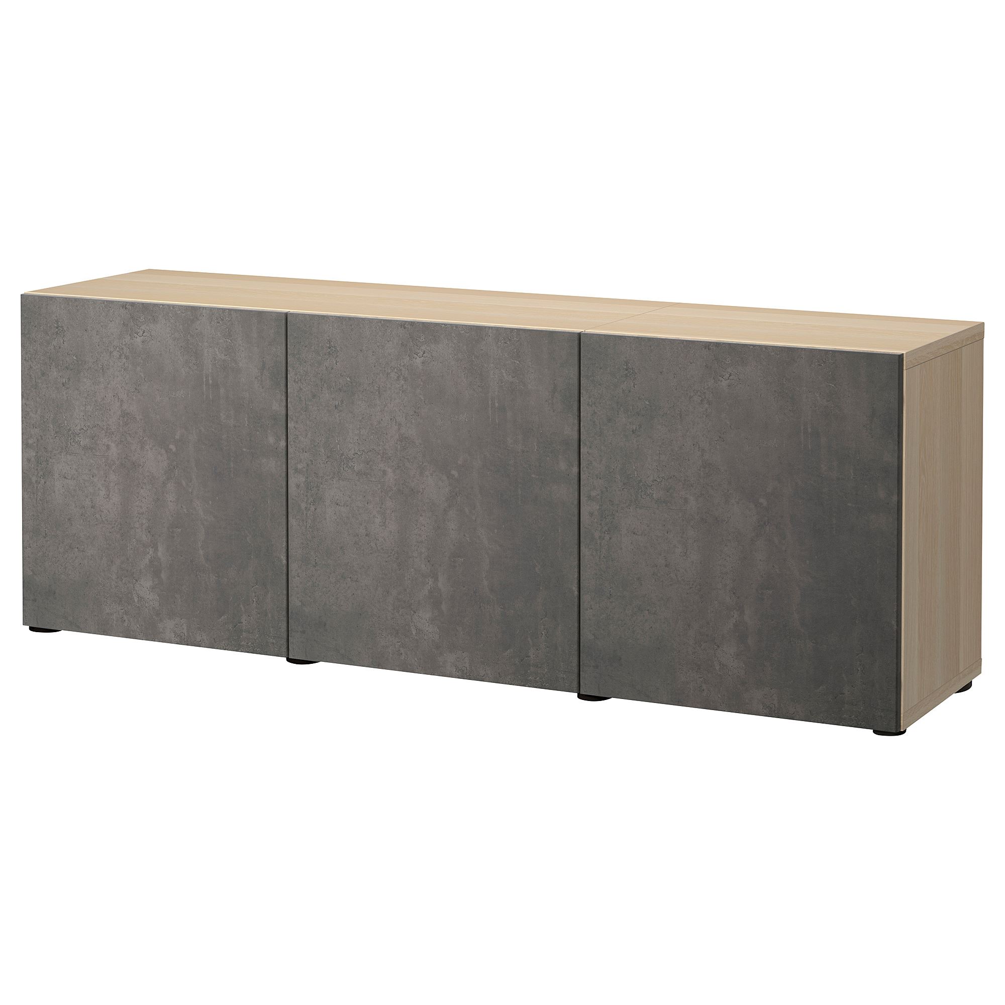 BESTA ベストー IKEA BESTA white stained oak effect/dark grey concrete effect 180x42x65