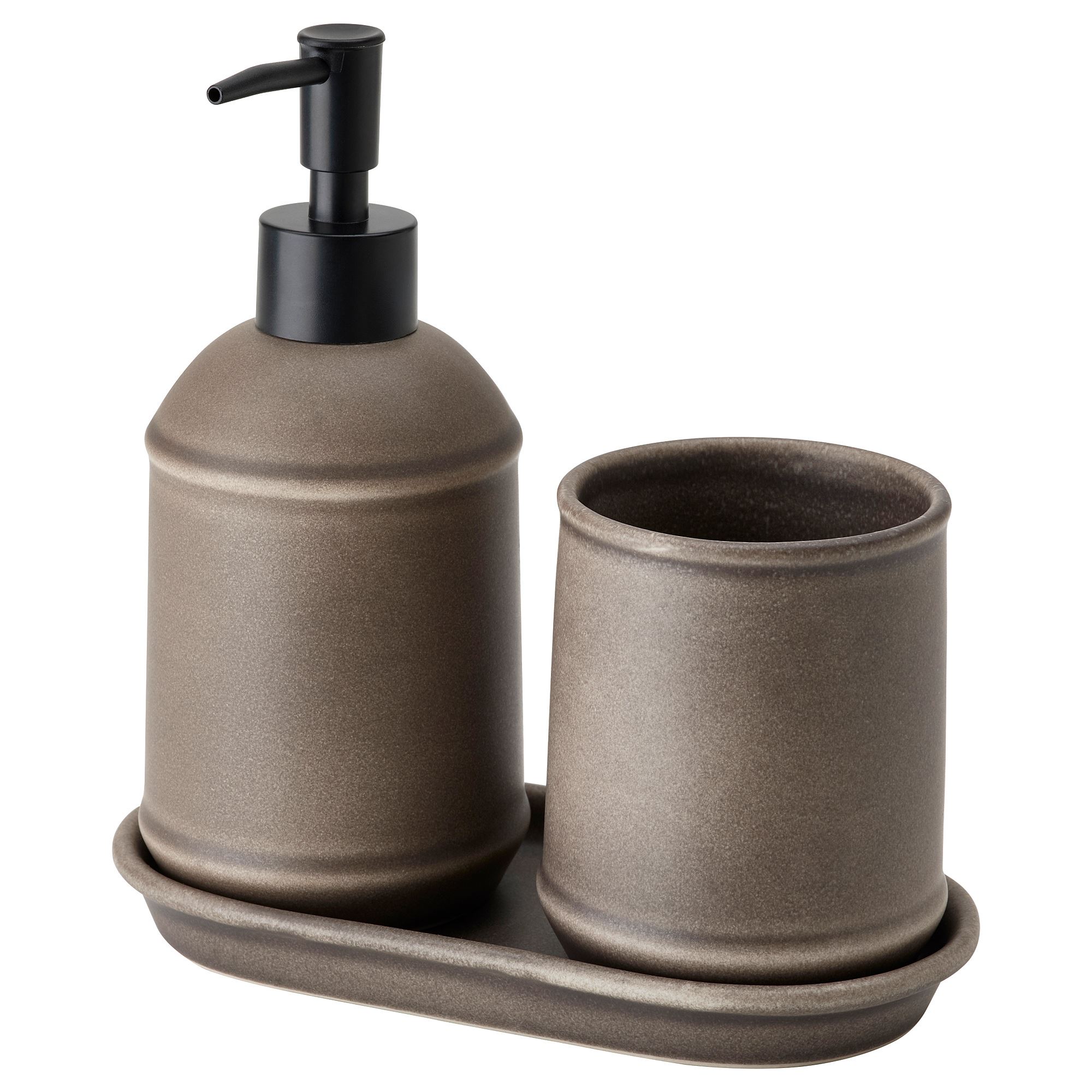 TVALSJÖN stone color-black bathroom set - 80456637 | IKEA
