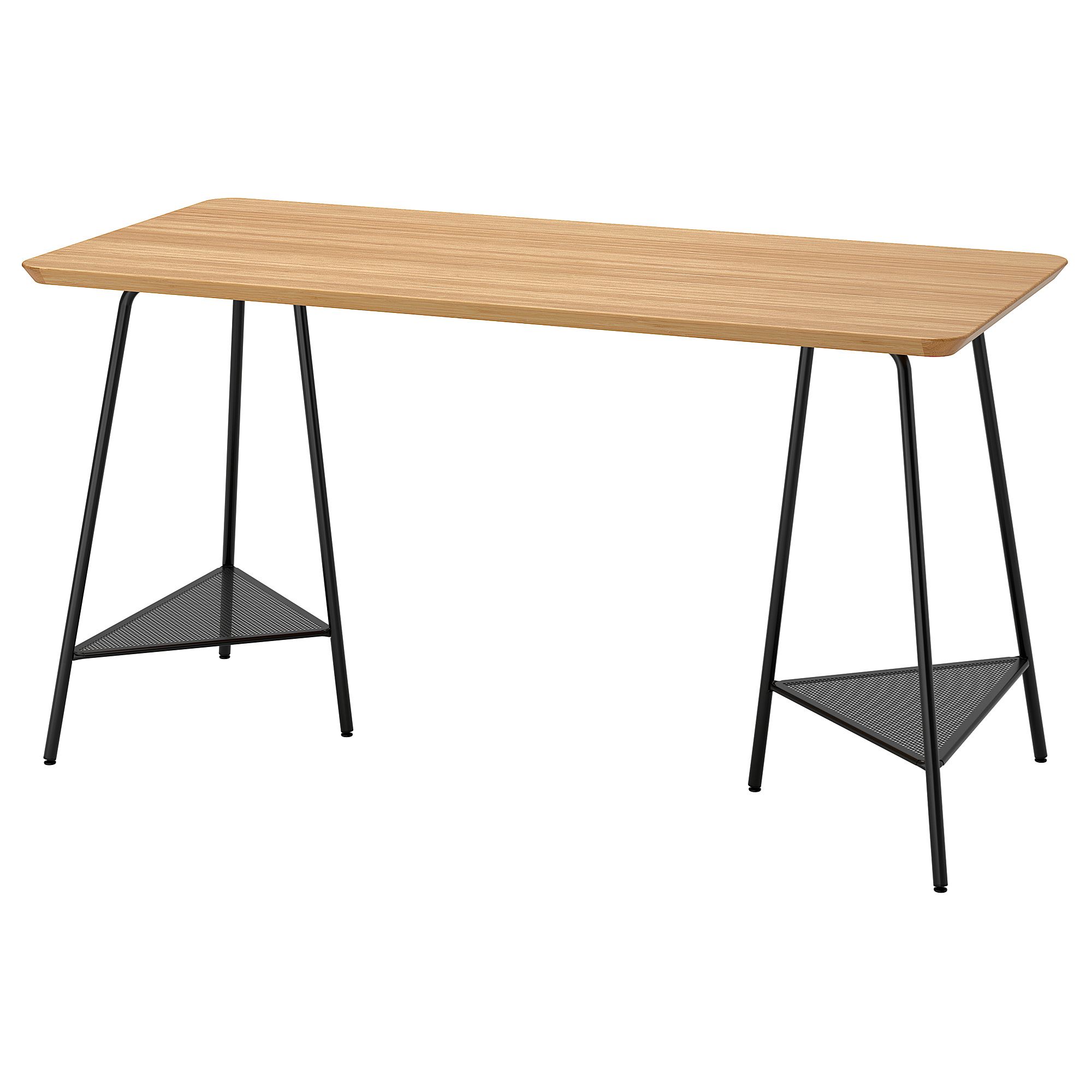 ANFALLARE/TILLSLAG bamboo/black 140x65 cm desk - 59417737 | IKEA