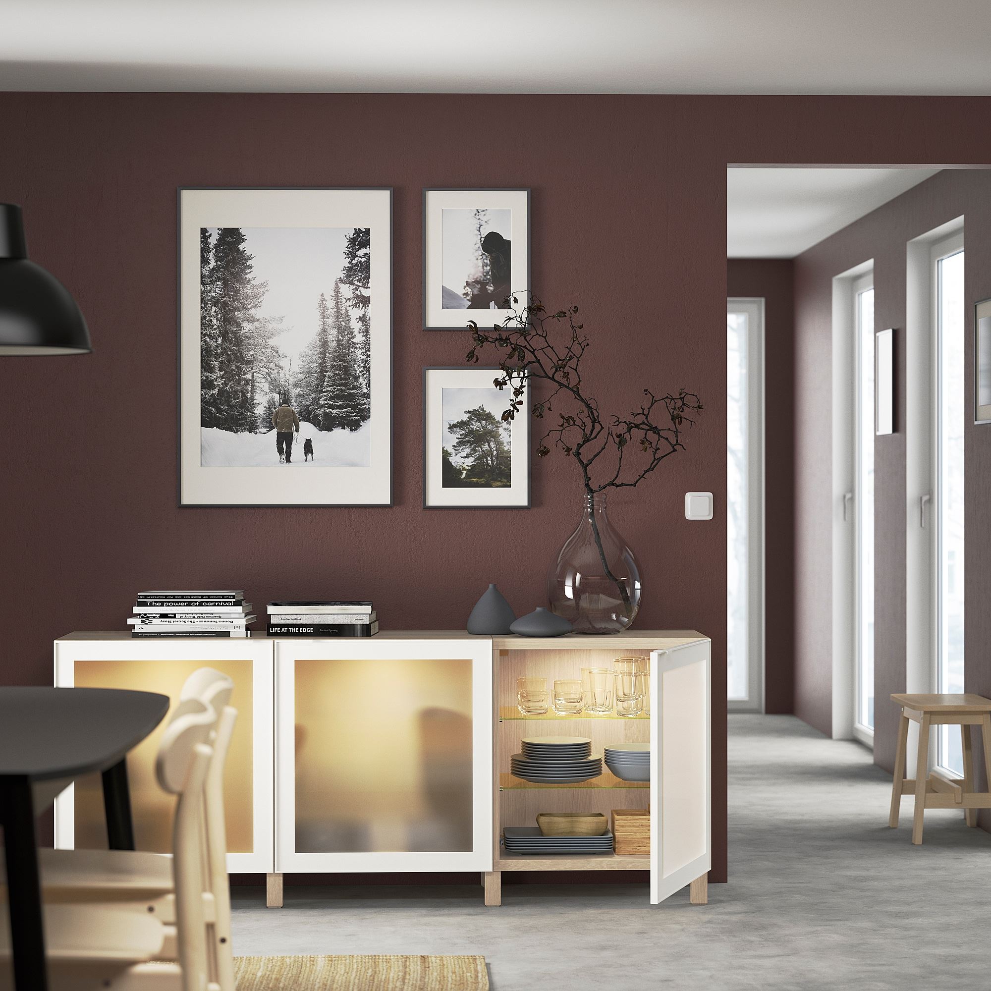 BESTA White Stained Oak Effect white frosted Glass 180x40x74 Cm Storage besta-white-stained-oak-effect-white-frosted-glass-180x40x74-cm-storage