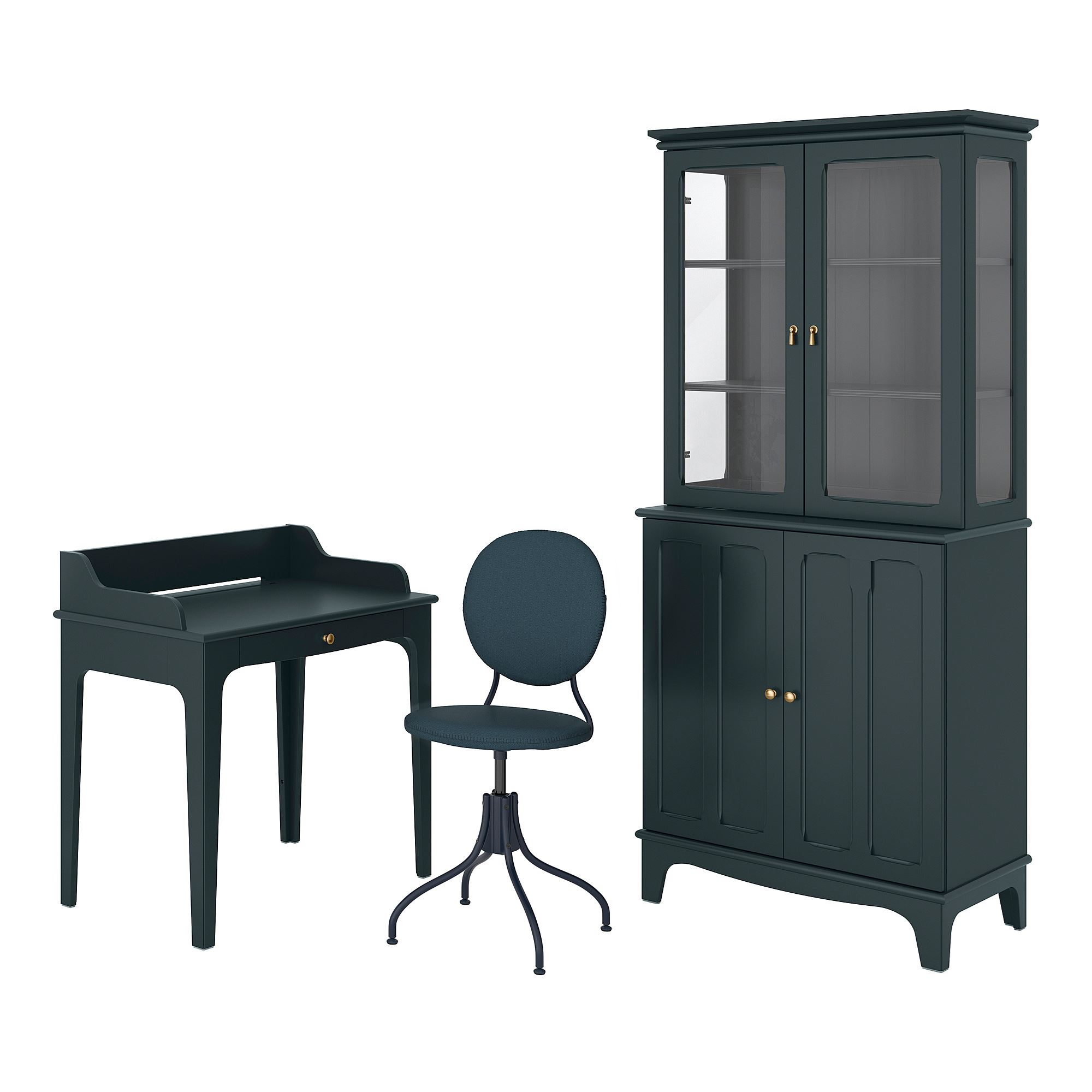 LOMMARP/BJÖRKBERGET blue/green desk, chair and storage combination