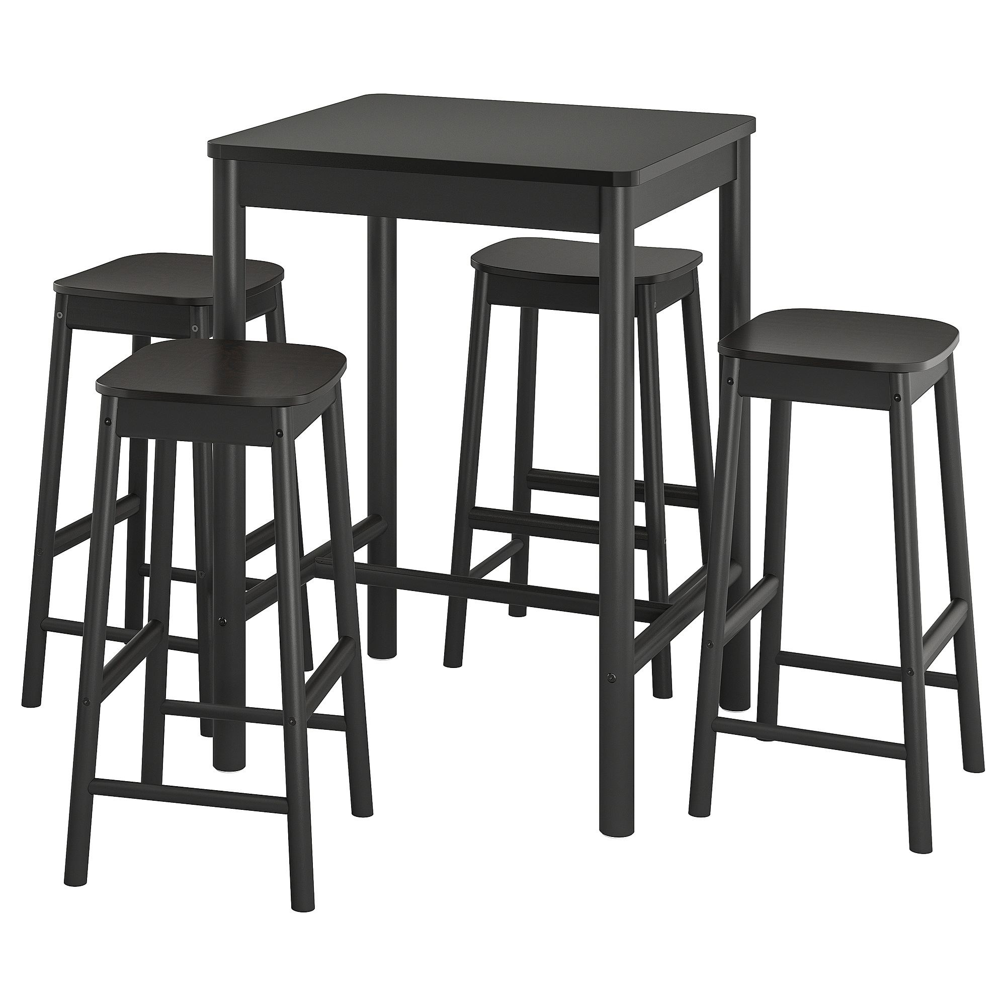 RÖNNINGE black 4 stools bar table and bar stools set - 79442335 | IKEA