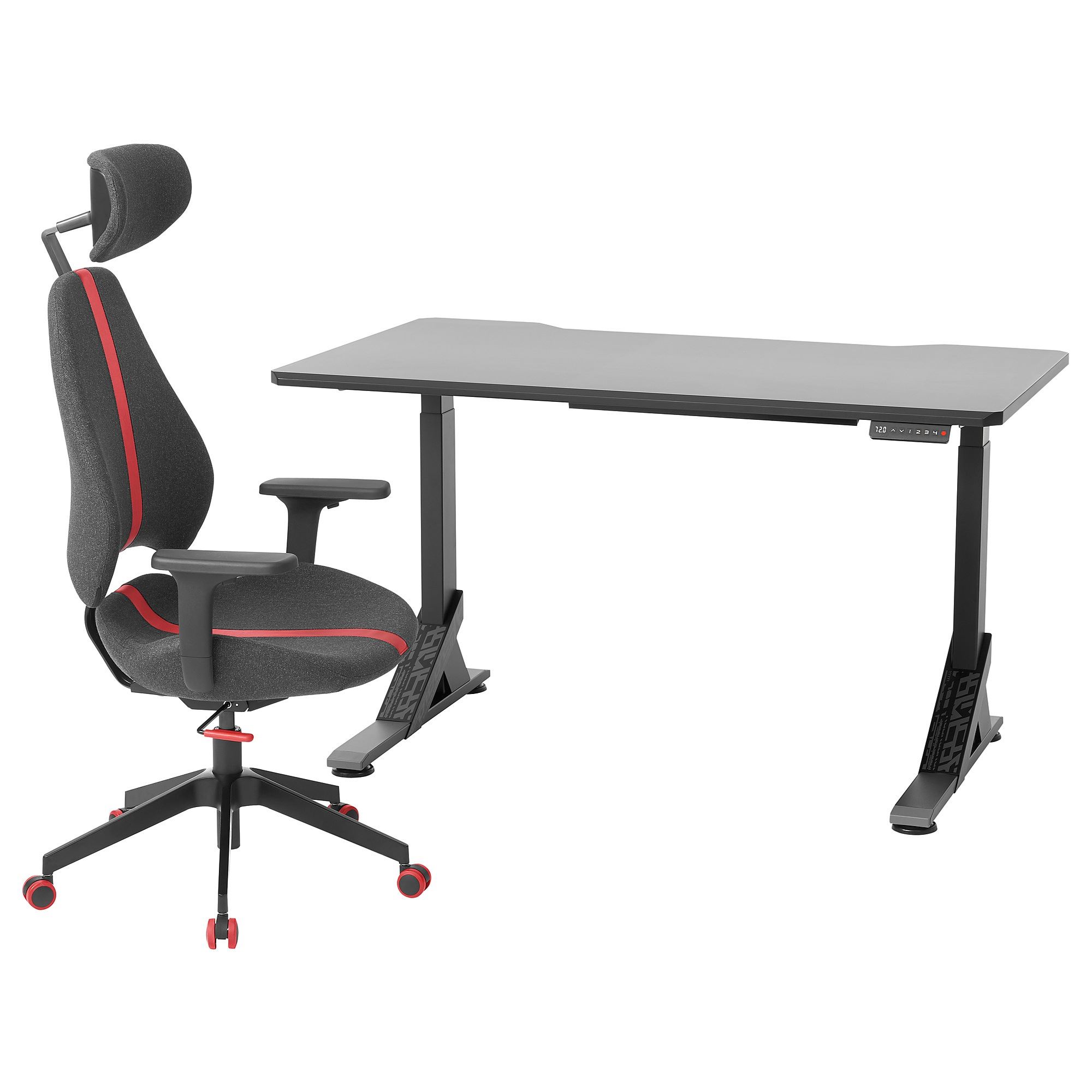 UPPSPEL/GRUPPSPEL black/grey 140x80 cm gaming desk and chair