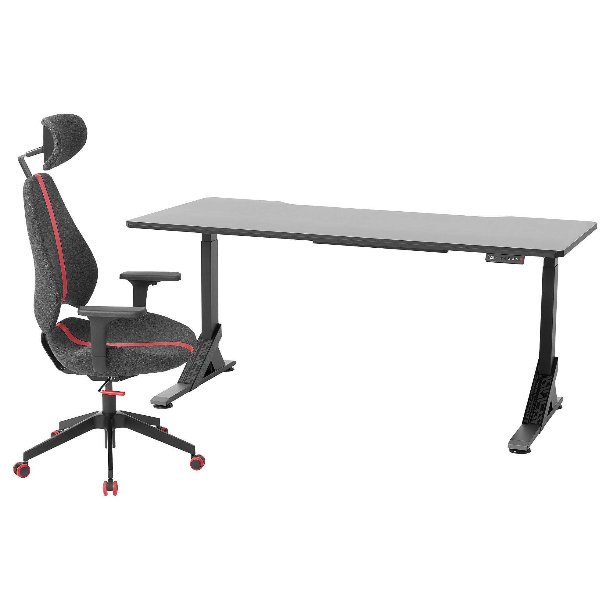 UPPSPEL/GRUPPSPEL black/grey 180x80 cm gaming desk and chair