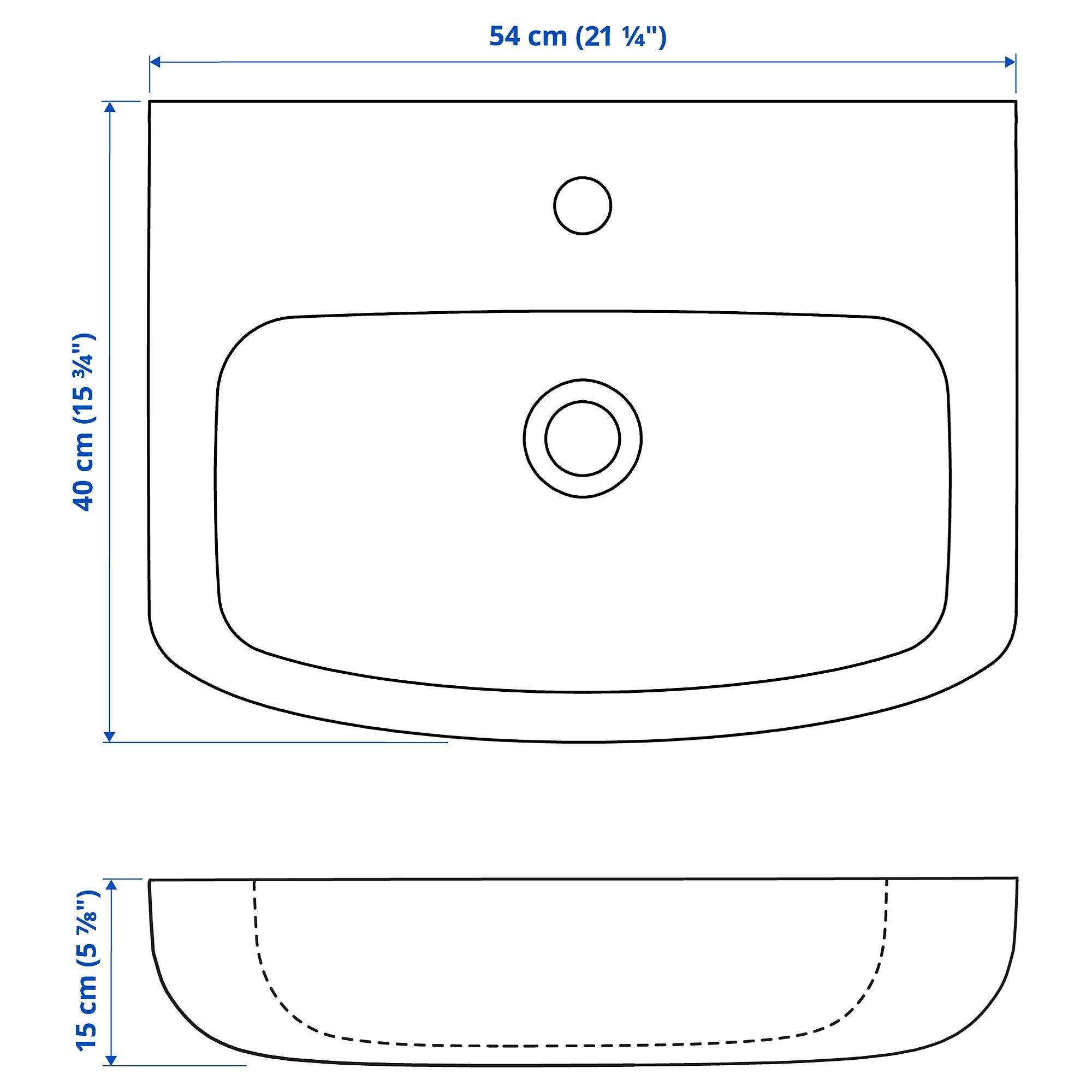 BJÖRKAN/RANNILEN beyaz 54x40 cm sifonlu lavabo - 99546718 | IKEA