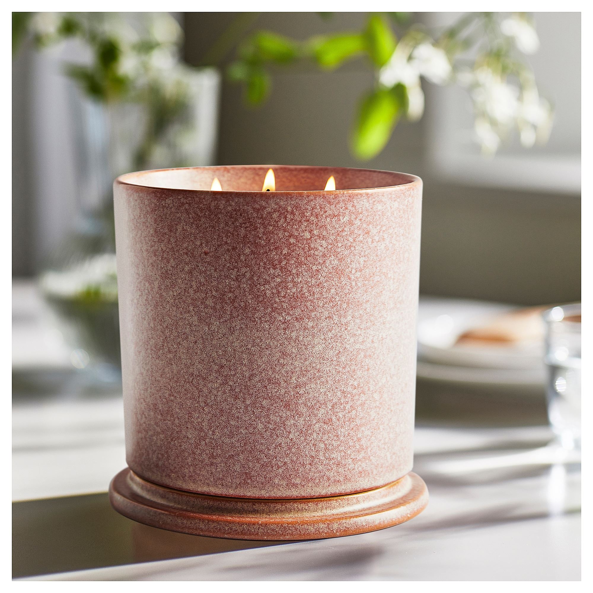 LUGNARE pink 60 hr scented candle in pot - 50502443 | IKEA