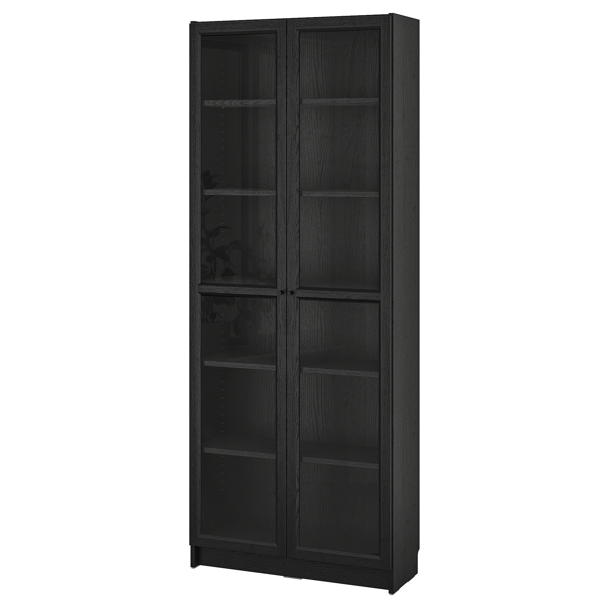 BILLY Black oak effect 80x30x202 cm bookcase with glass door