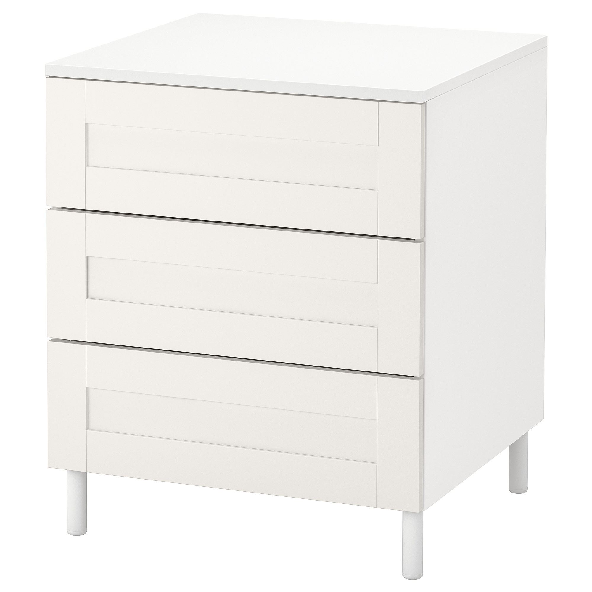 PLATSA/SANNIDAL white 60x57x73 cm chest of 3 drawers - 09487855 | IKEA