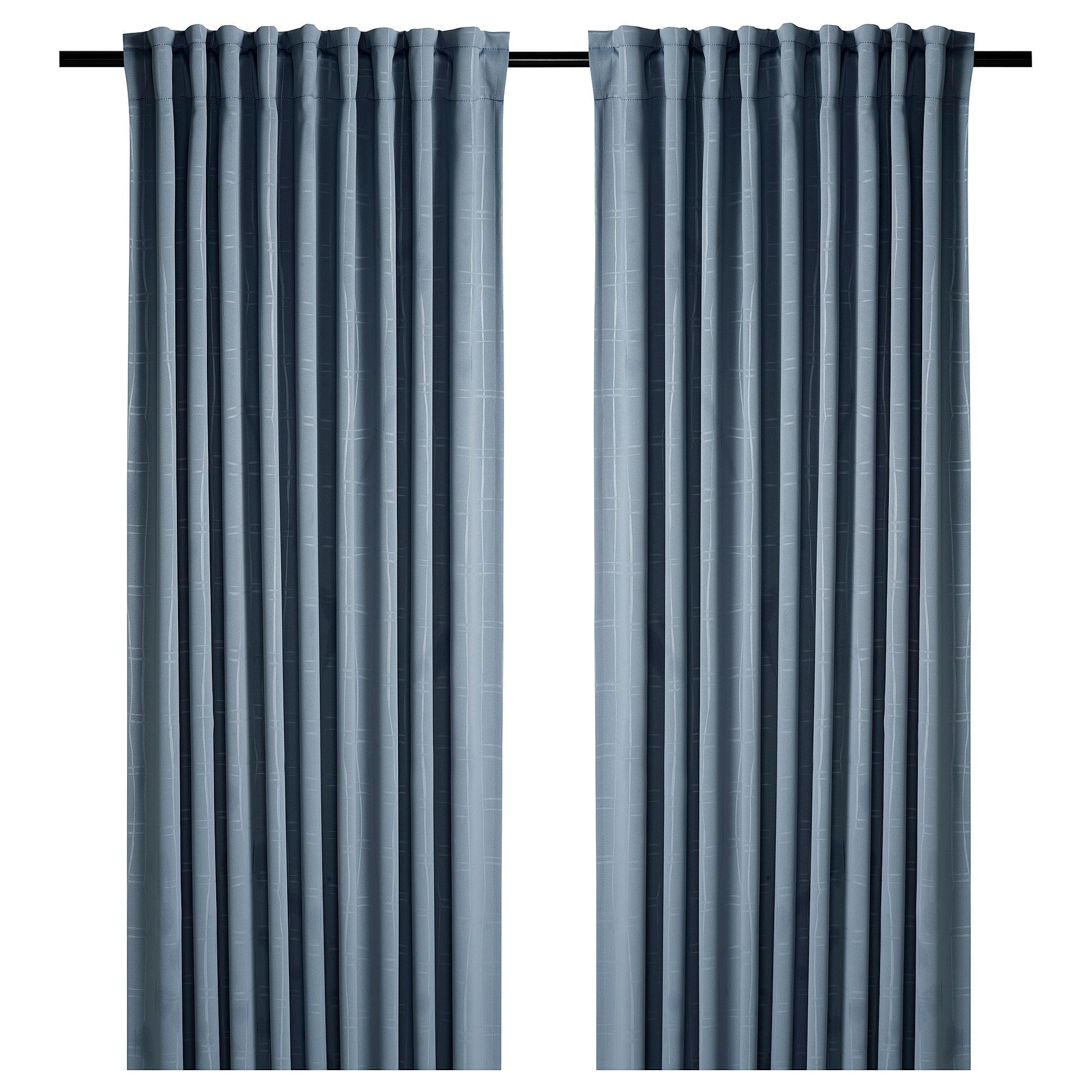 PRAKTTIDLÖSA light blue 145x300 cm blackout curtain, 1 pair