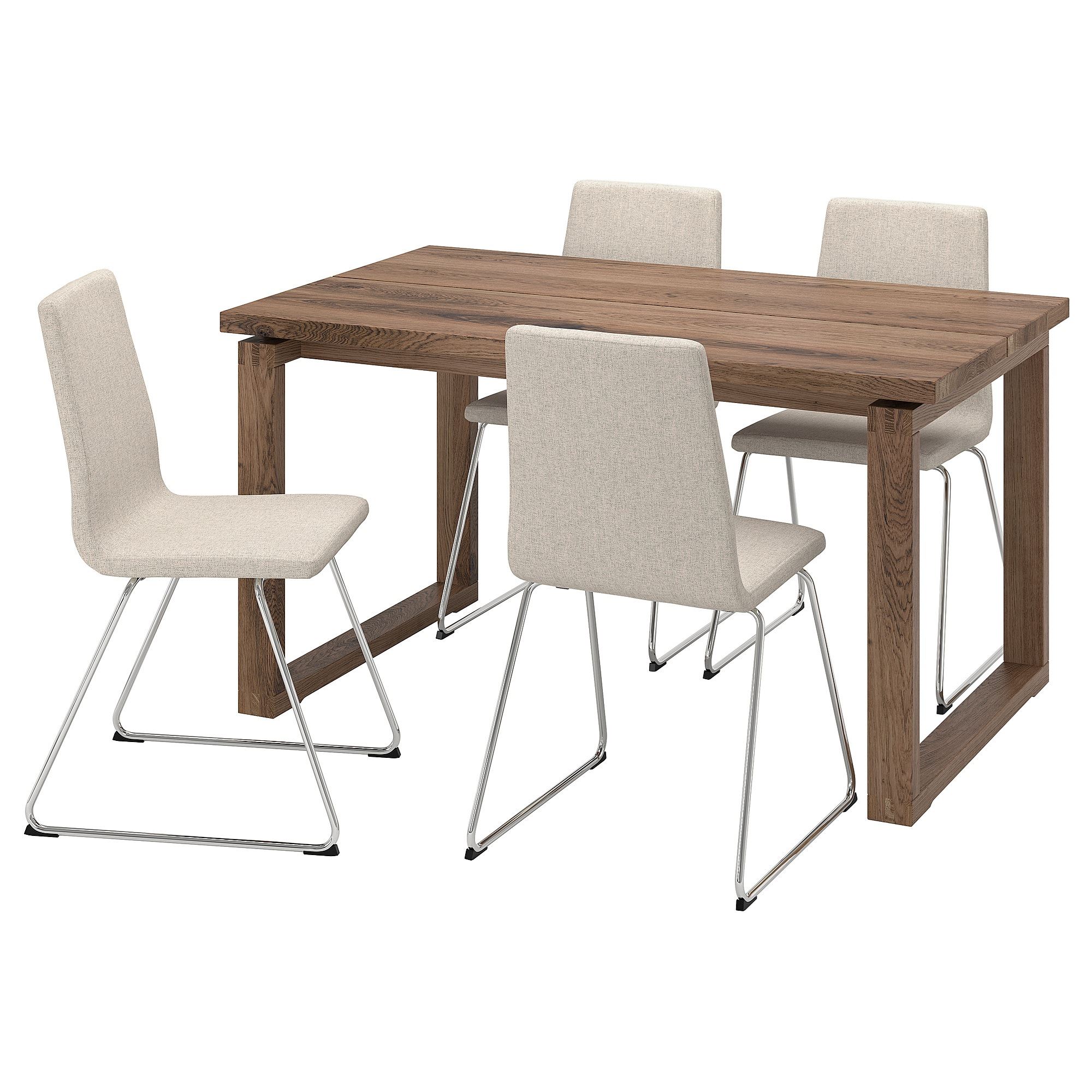 MÖRBYLANGA/LILLANAS oak veneer brown stained-chrome plated