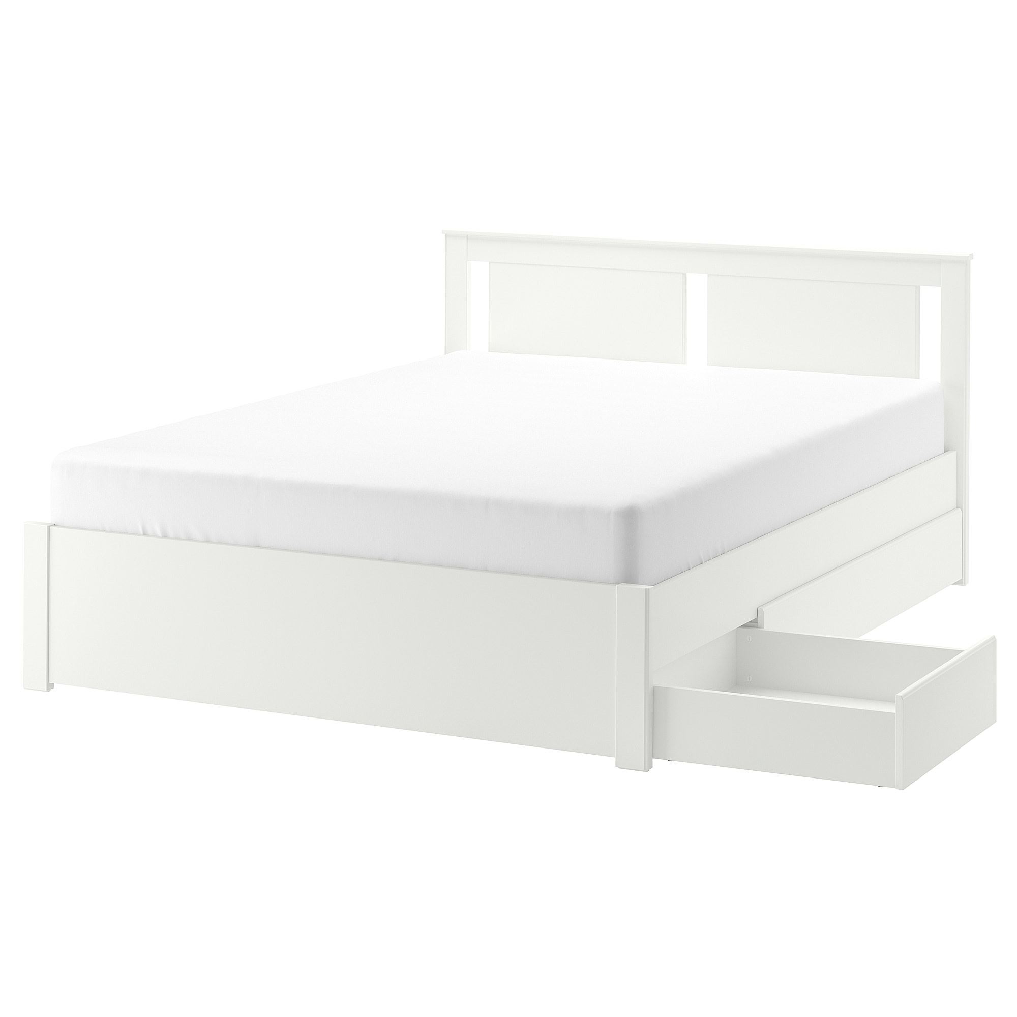 クイーンベッド　IKEA SONGESAND SONGESAND/LÖNSET white 160x200 cm double bed base - 89241256 | IKEA