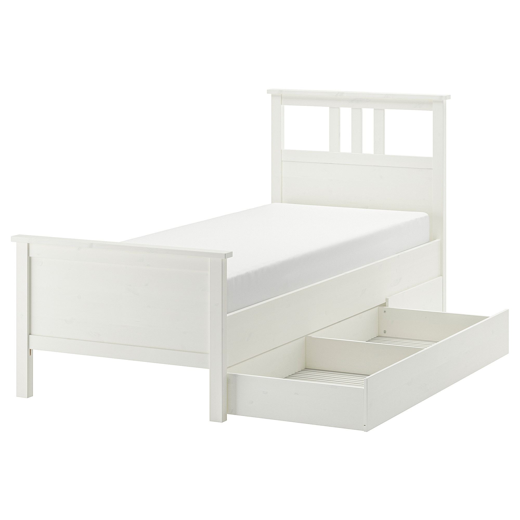 HEMNES/LÖNSET white varnish 90x200 cm single bed base - 09188823
