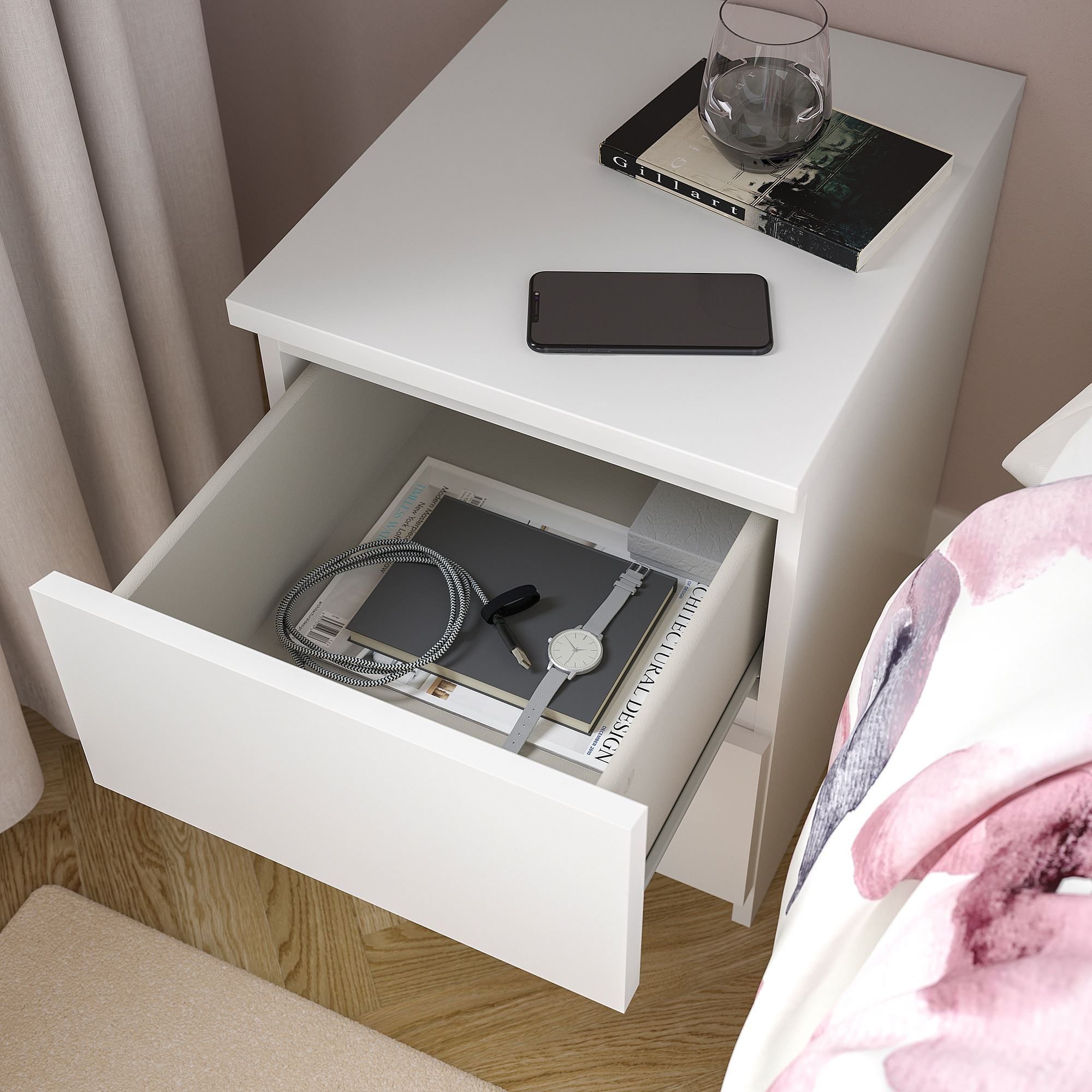 MALM white 40x55 cm bedside table - 90625319 | IKEA