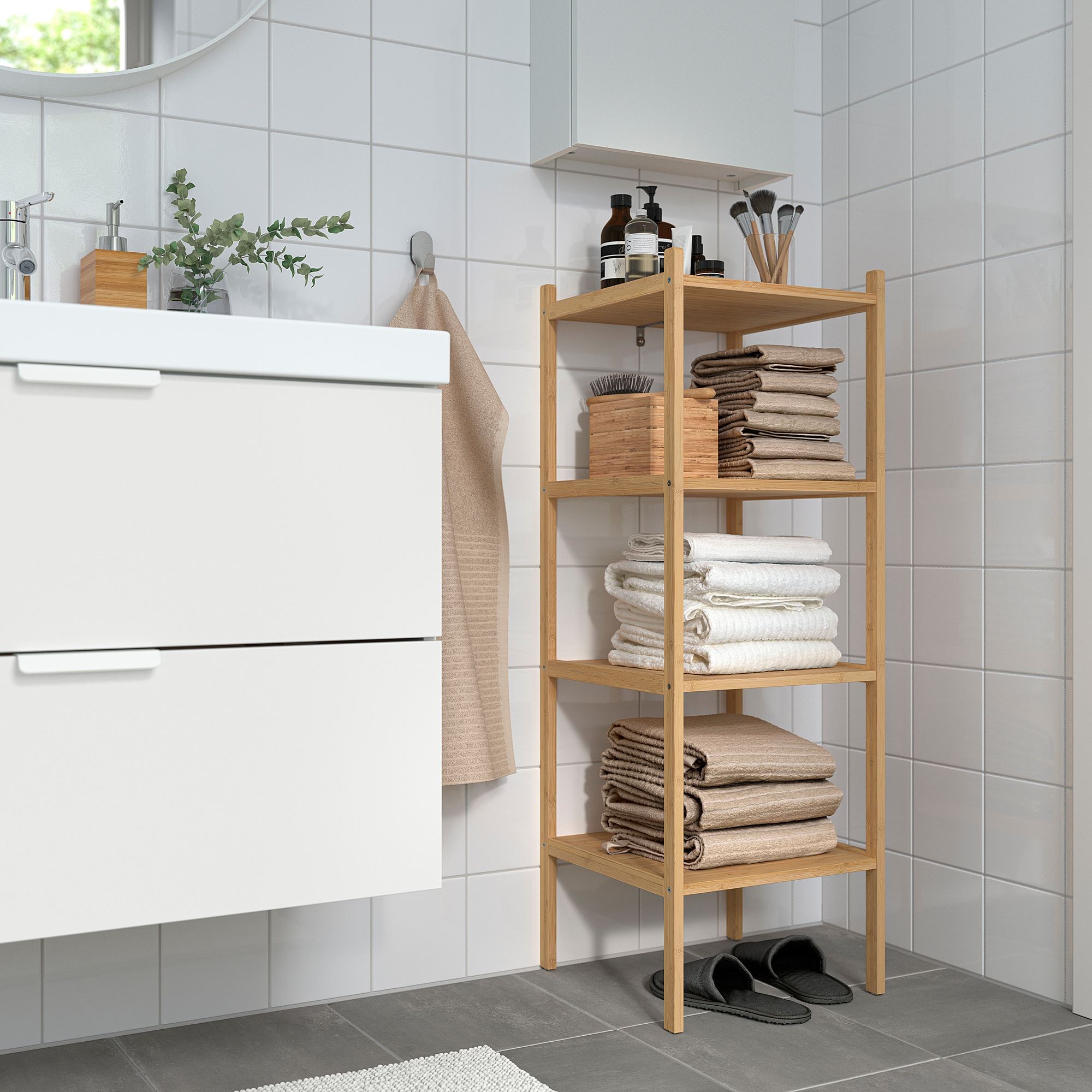 RAGRUND bamboo 37x37x104 cm shelving unit - 80549420 | IKEA