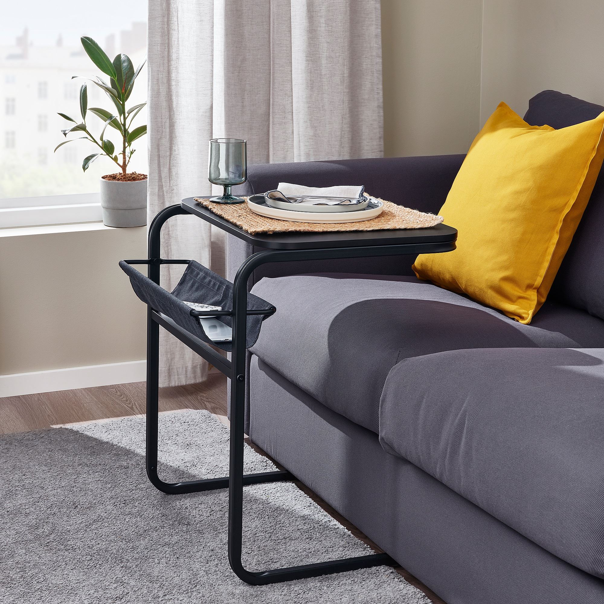 OLSERÖD black/dark grey 53x50 cm side table - 40530917 | IKEA