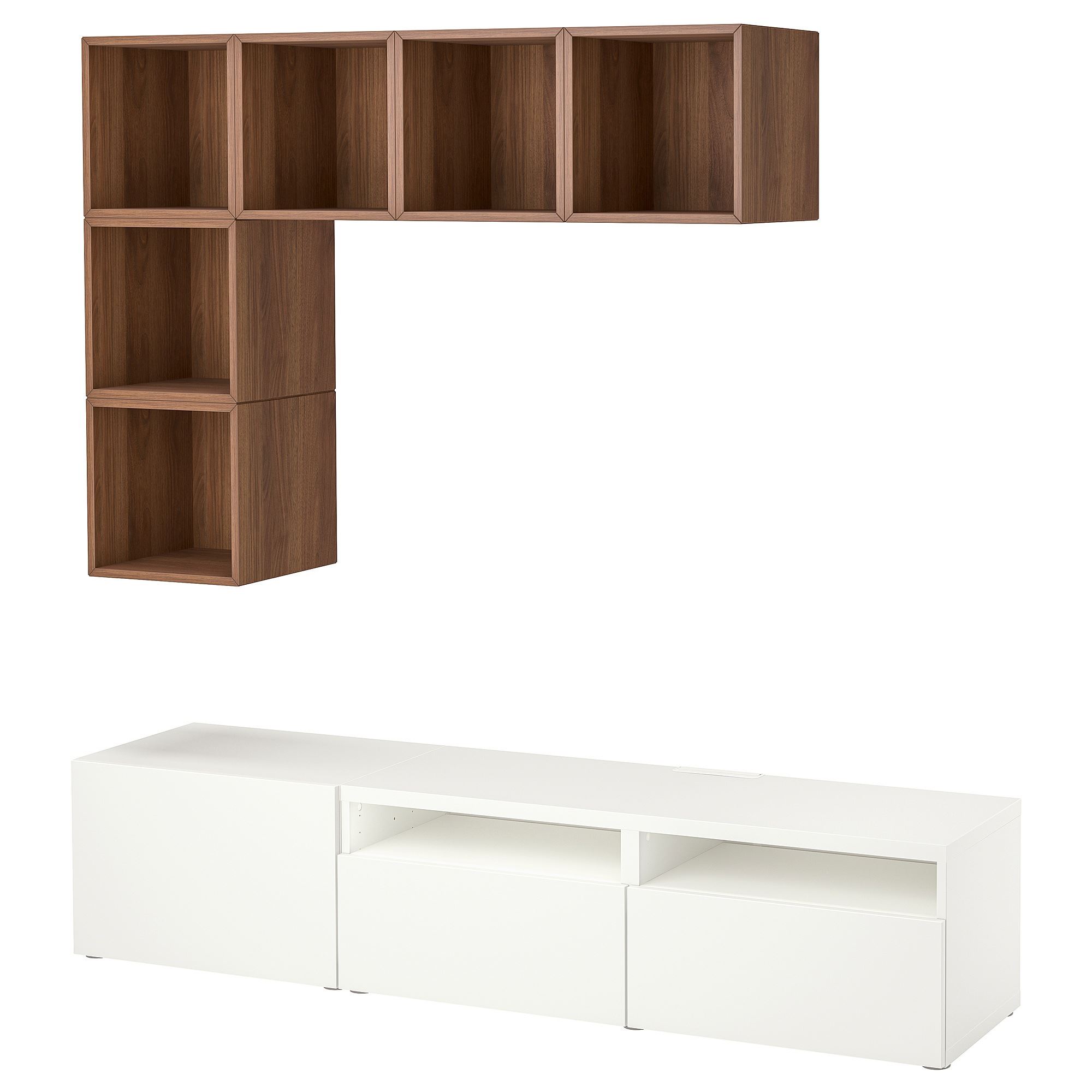 BESTA/EKET white-walnut effect 180x42x170 cm tv storage unit