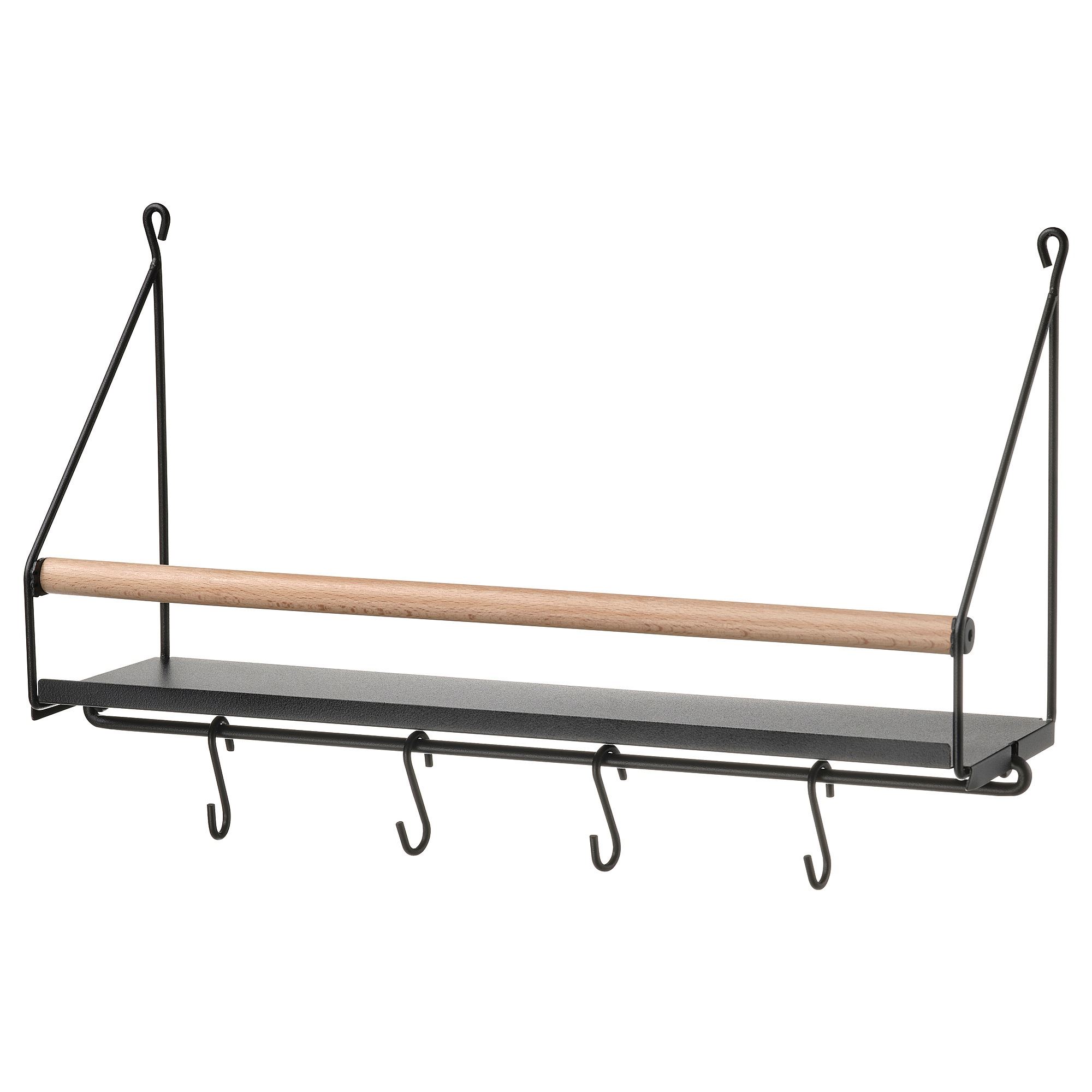 AKERBRUK black-pine 42x12x26 cm wall shelf - 80554077 | IKEA