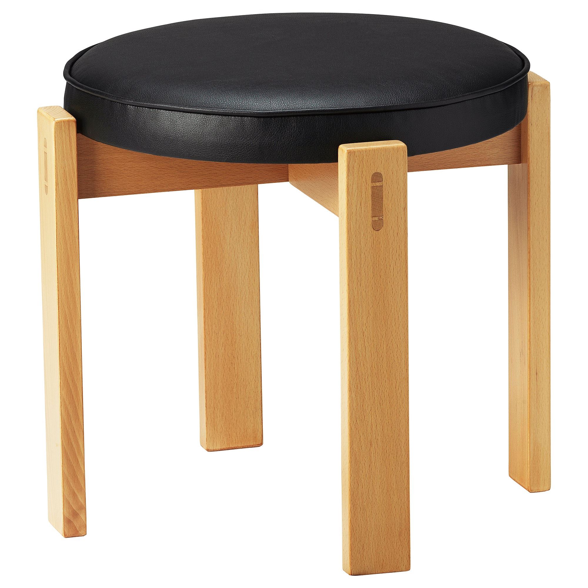 HOLMSJÖ beech-black 42 cm wooden stool - 20554382 | IKEA