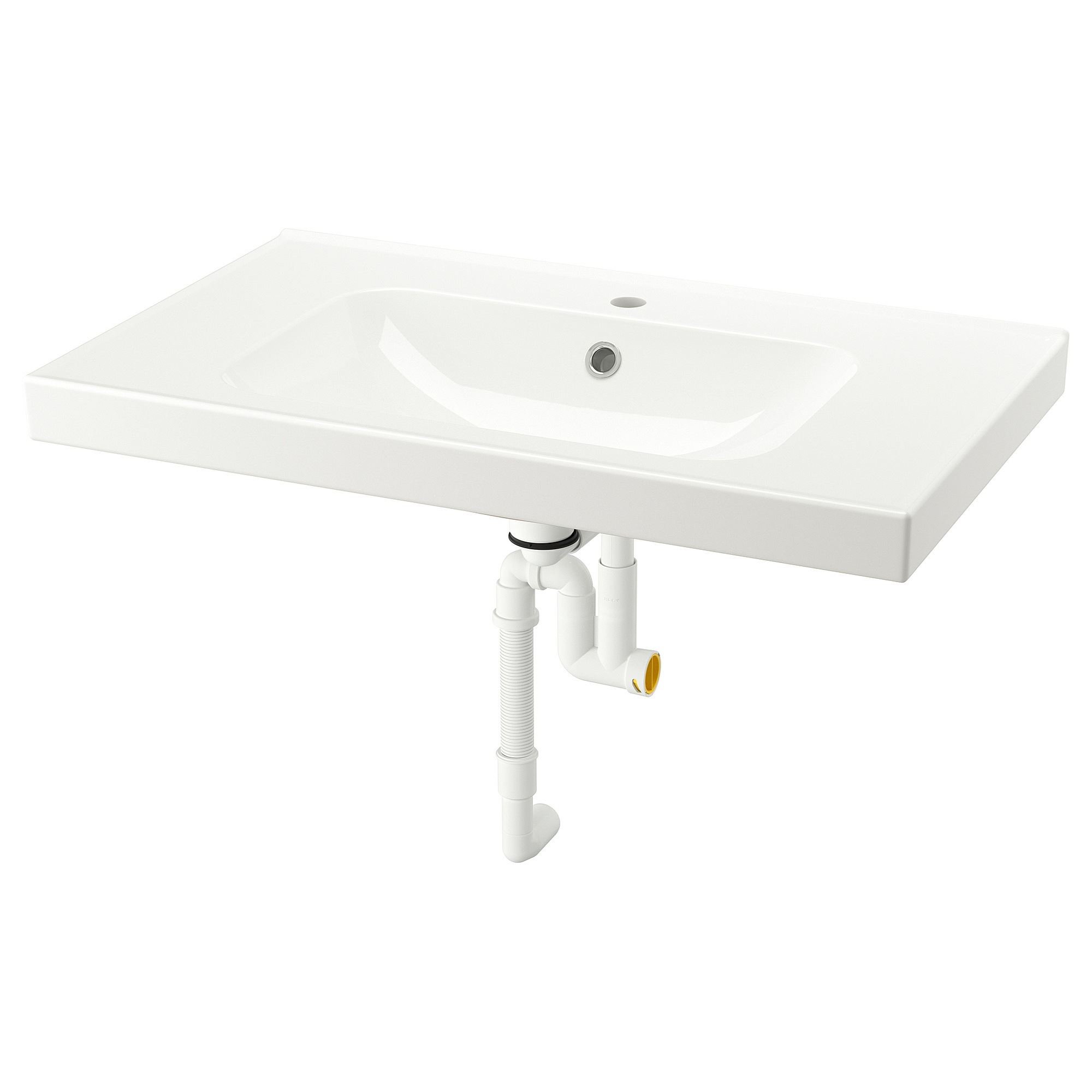ORRSJÖN/RANNILEN white 82x49 cm wash-basin with water trap
