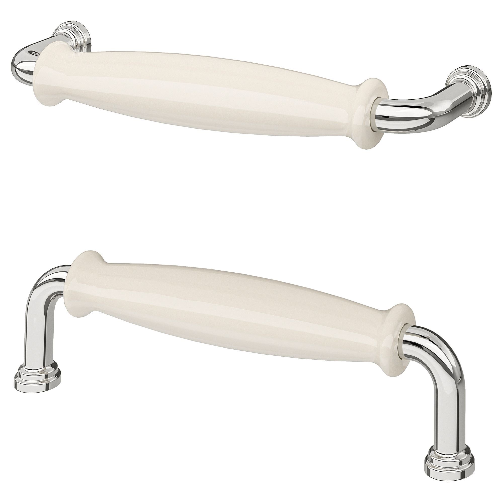KLINGSTORP off white-chrome plated 141 mm handle - 90553685 | IKEA