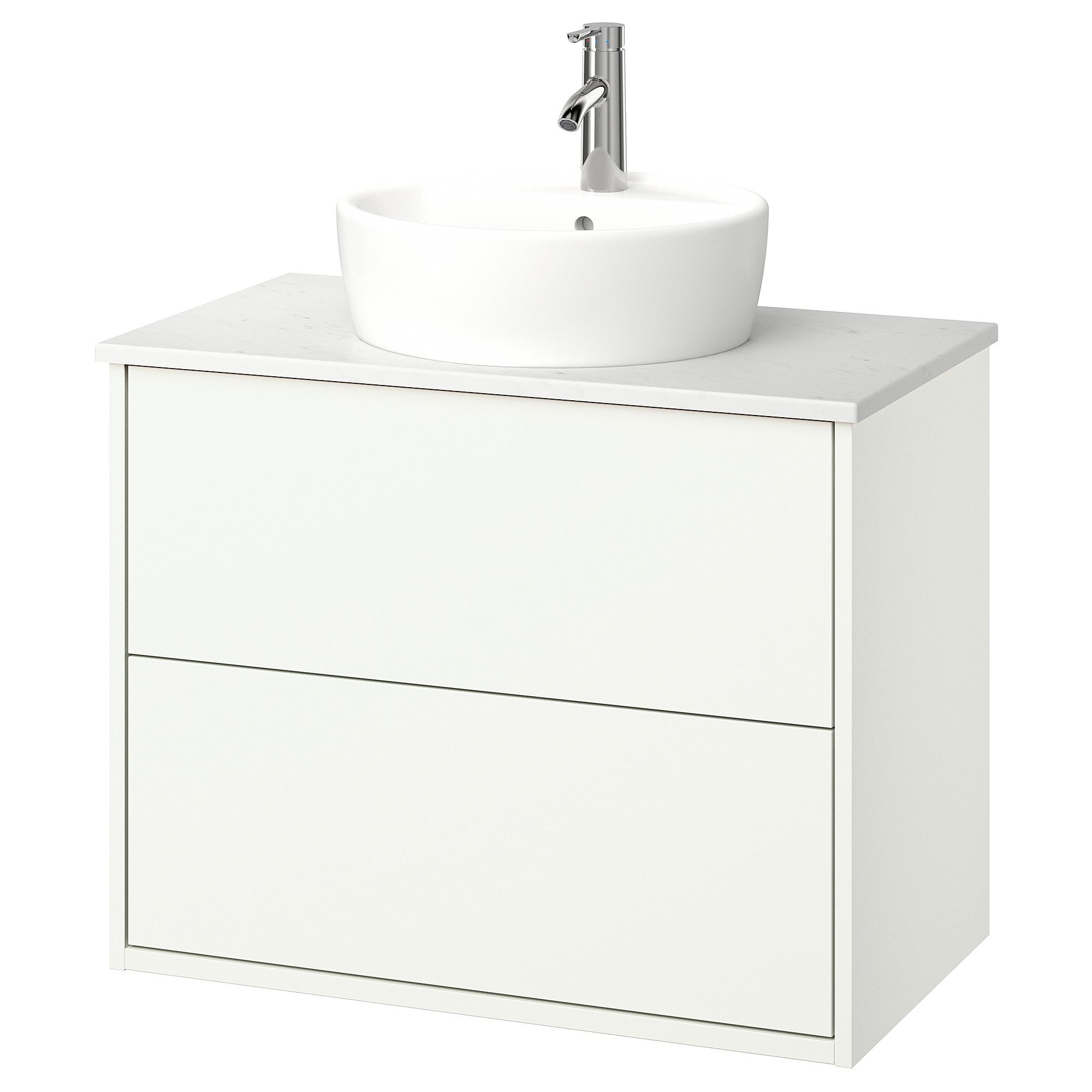 HAVBACK/TOLKEN/TÖRNVIKEN white-white marble effect 82x49x79 cm wash ...