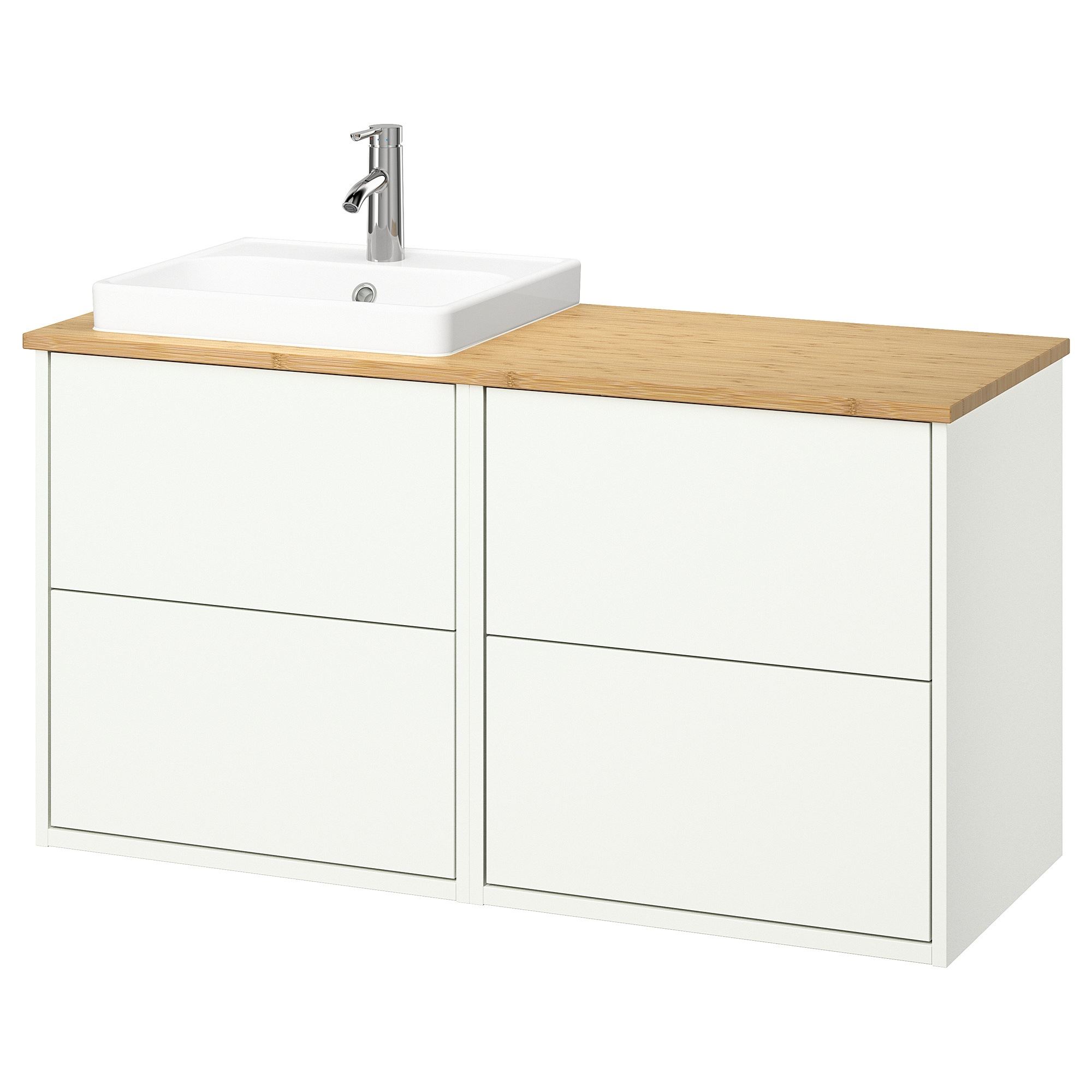 HAVBACK/ALSKEN/ORRSJÖN beyaz-bambu 122x49x71 cm lavabo dolabı