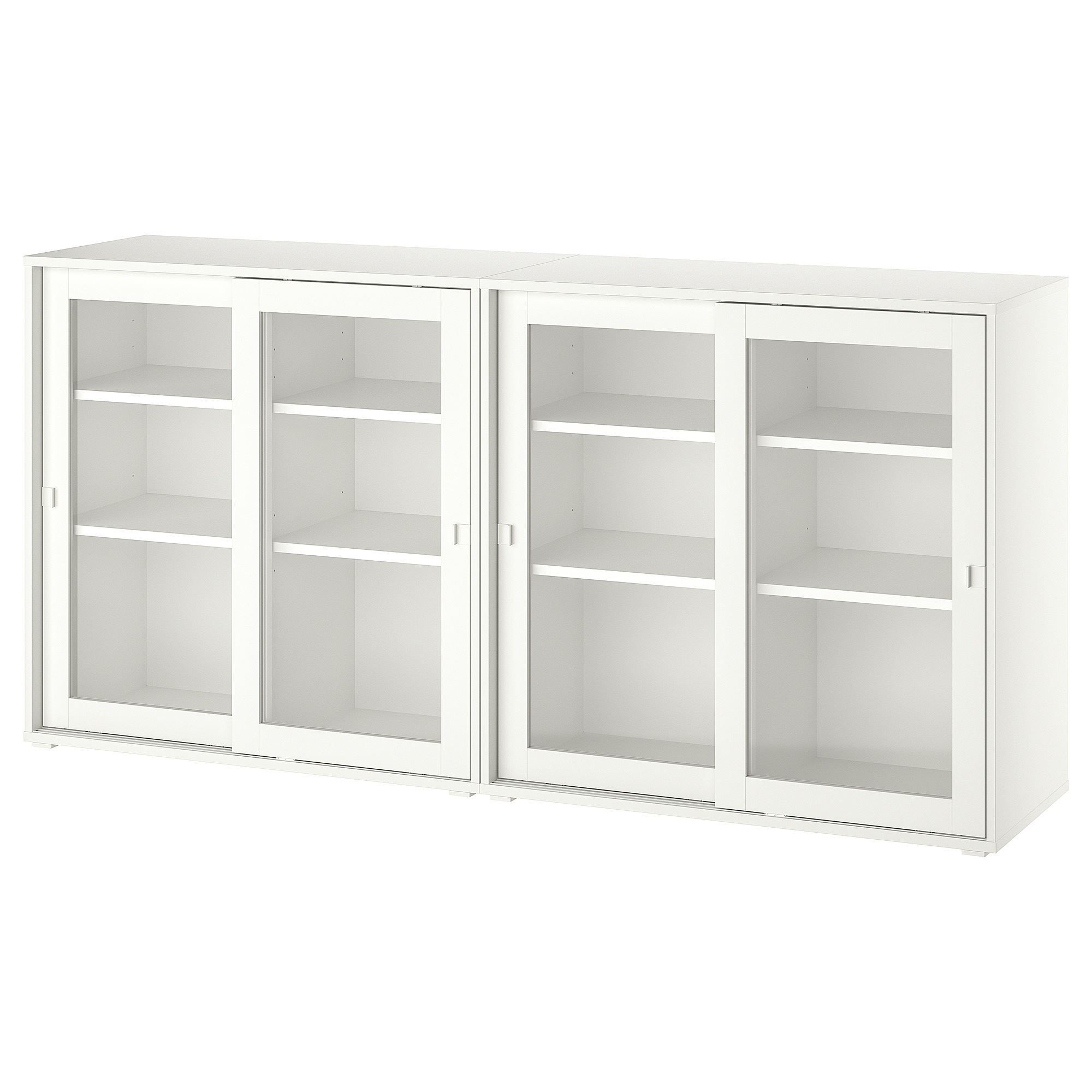 VIHALS white/glass 190x37x90 cm sliding door-cabinet - 89521209 | IKEA