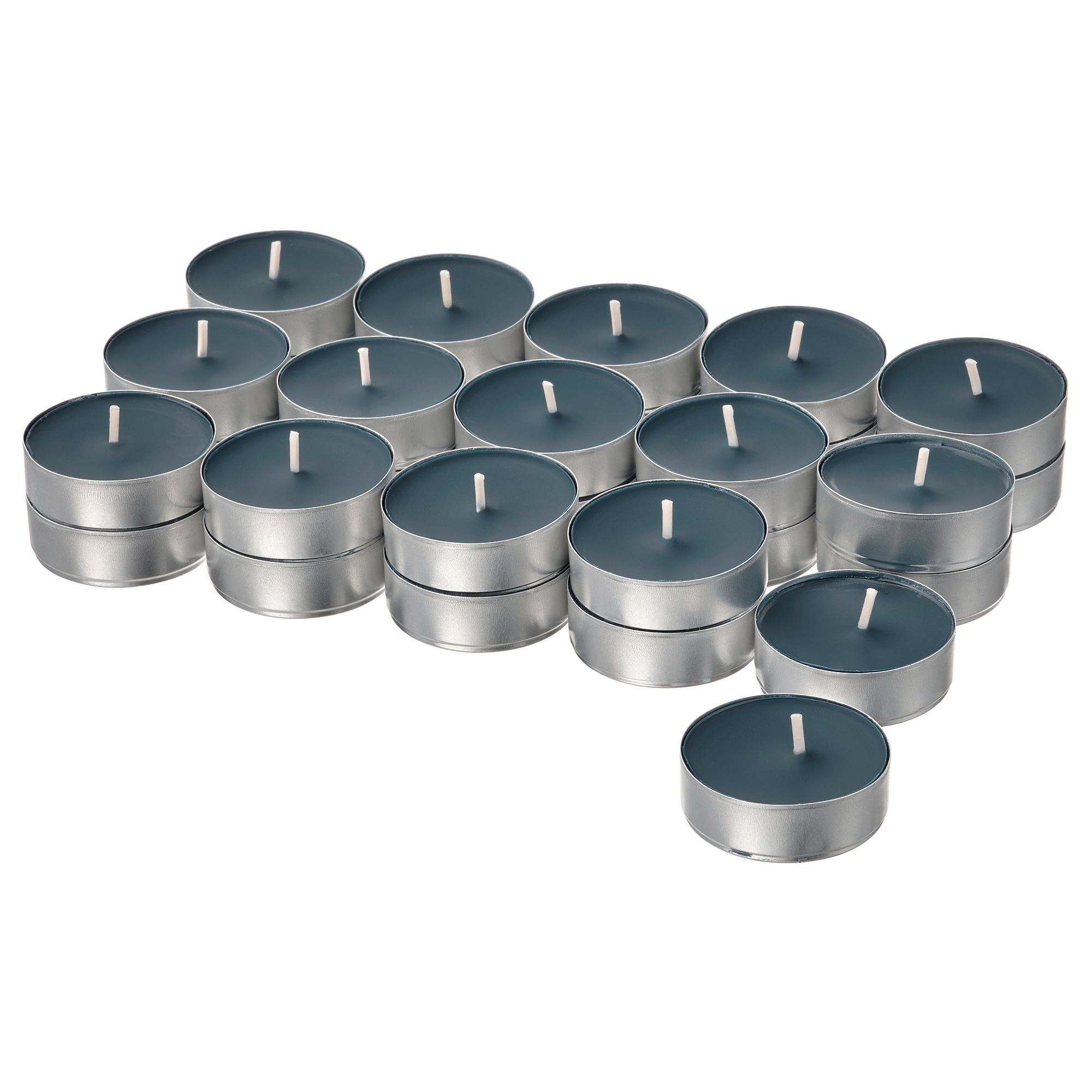 FRUKTSKOG siyahturkuaz 3.5 saat kokulu tealight mum 10555853 IKEA