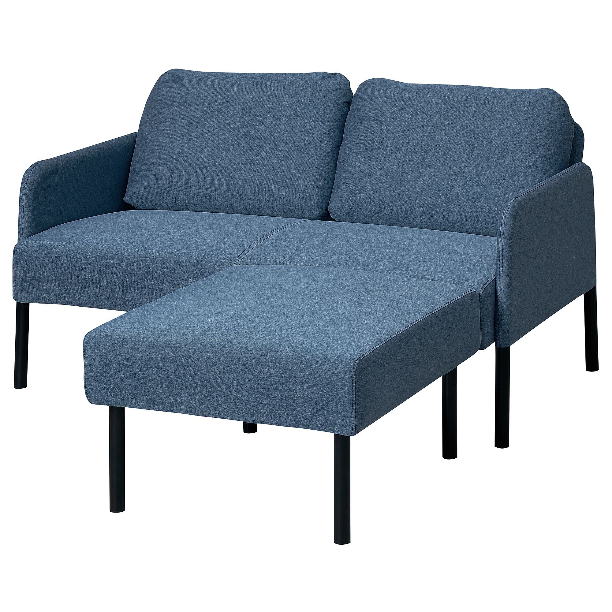 GLOSTAD knisa medium blue 2-seat sofa and pouffe - 29543921 | IKEA