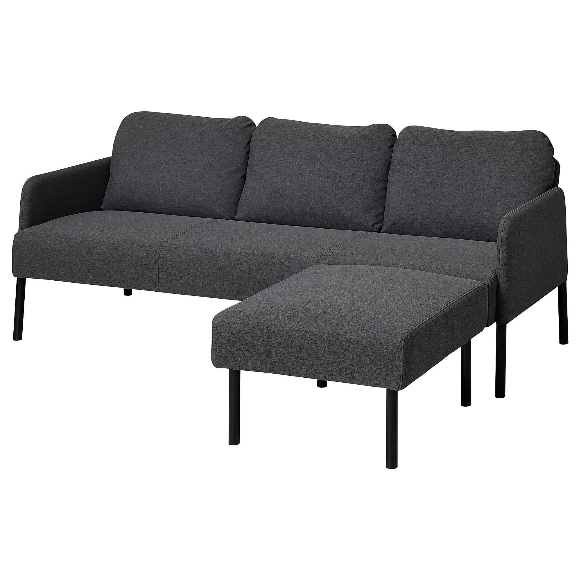 GLOSTAD knisa dark grey 3-seat sofa with chaise longue - 89542669