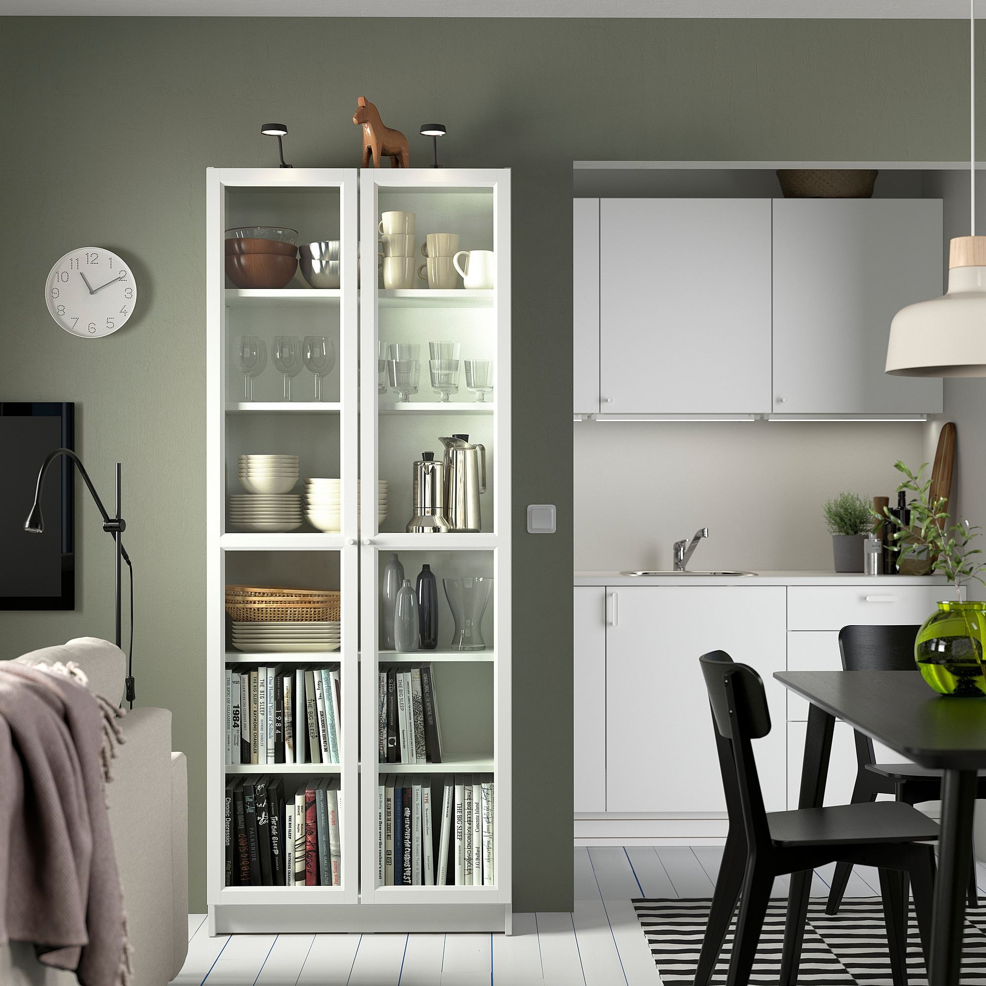 BILLY white 80x30x202 cm bookcase with glass door - 69017828 | IKEA
